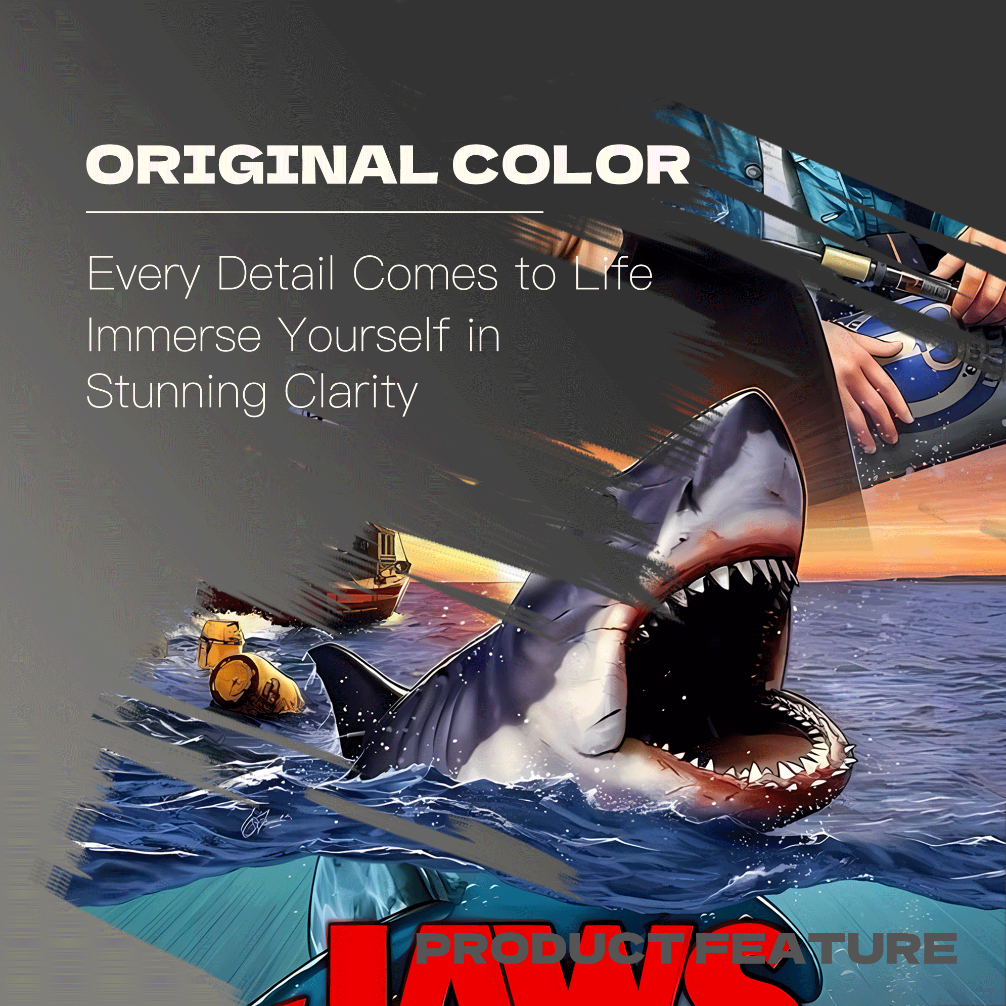 Jaws 500pcs/1000pcs Jigsaw Puzzle, Scratch-Resistant, Interactive Family Game & Brain-Boosting DIY Decor, Perfect for Halloween, Christmas & New Year Gifts, Family Puzzle Game
