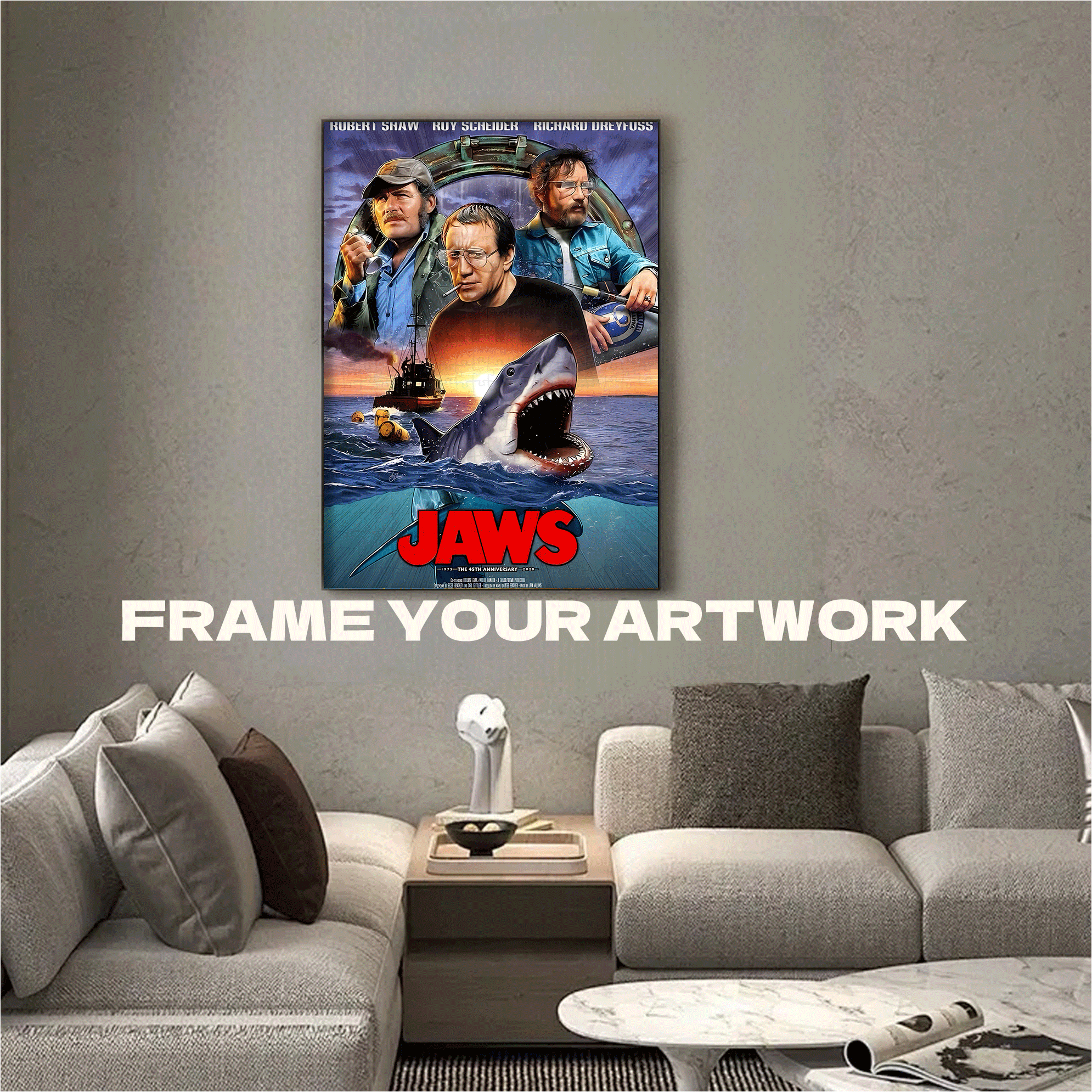 Jaws 500pcs/1000pcs Jigsaw Puzzle, Scratch-Resistant, Interactive Family Game & Brain-Boosting DIY Decor, Perfect for Halloween, Christmas & New Year Gifts, Family Puzzle Game
