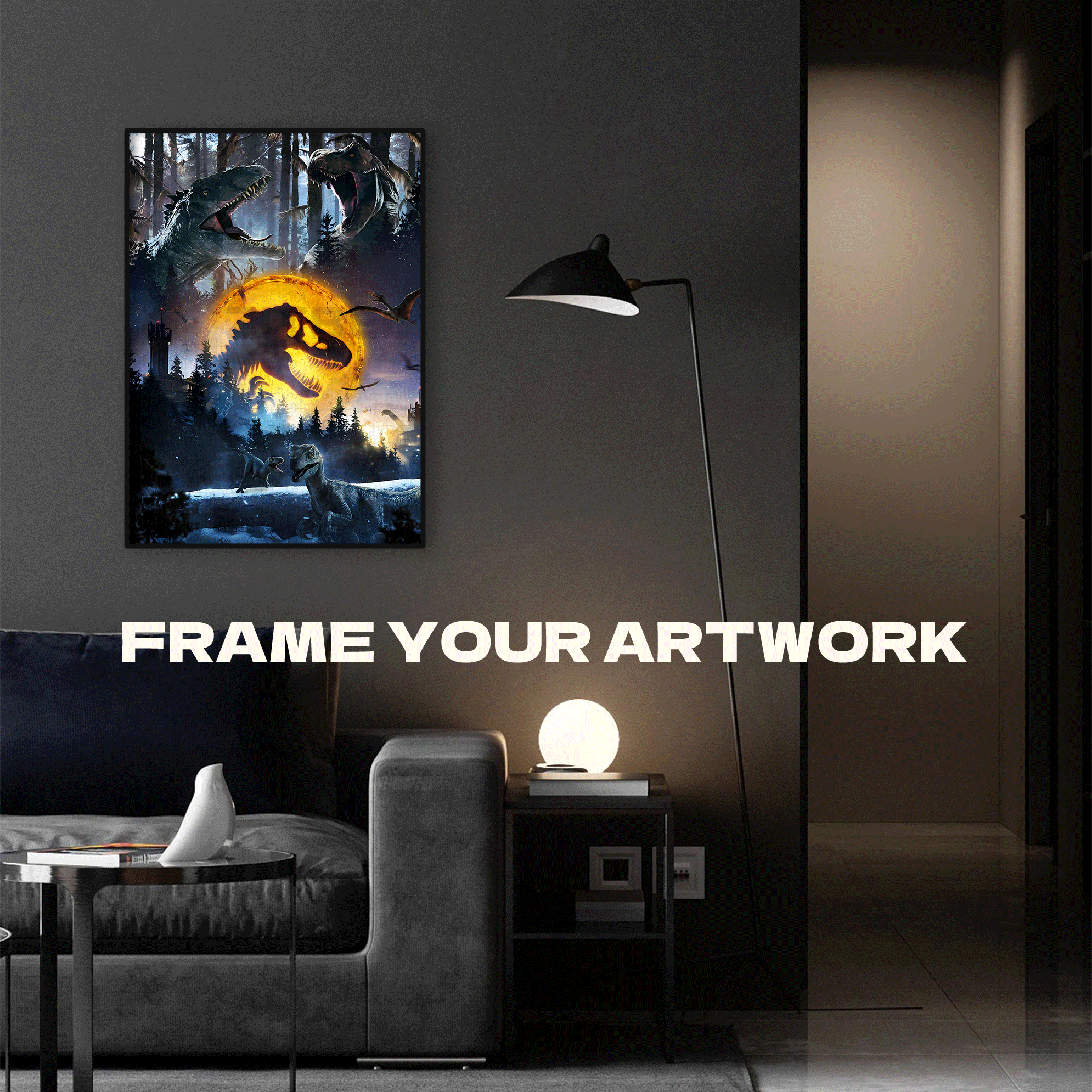 Jurassic Moon Cycle 500pcs/1000pcs Jigsaw Puzzle, Scratch-Resistant, Interactive Family Game & Brain-Boosting DIY Decor, Perfect for Halloween, Christmas & New Year Gifts, Family Puzzle Game
