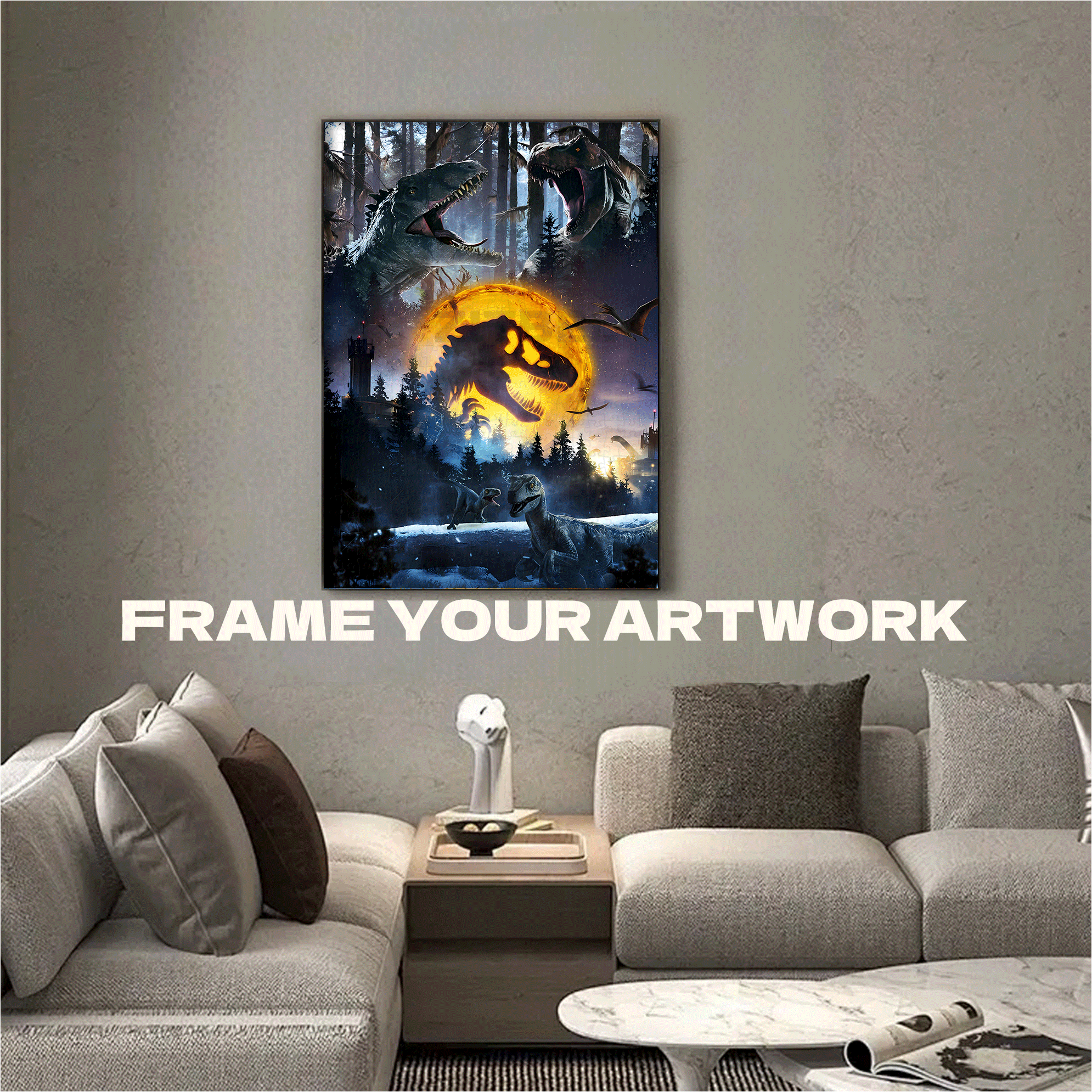 Jurassic Moon Cycle 500pcs/1000pcs Jigsaw Puzzle, Scratch-Resistant, Interactive Family Game & Brain-Boosting DIY Decor, Perfect for Halloween, Christmas & New Year Gifts, Family Puzzle Game