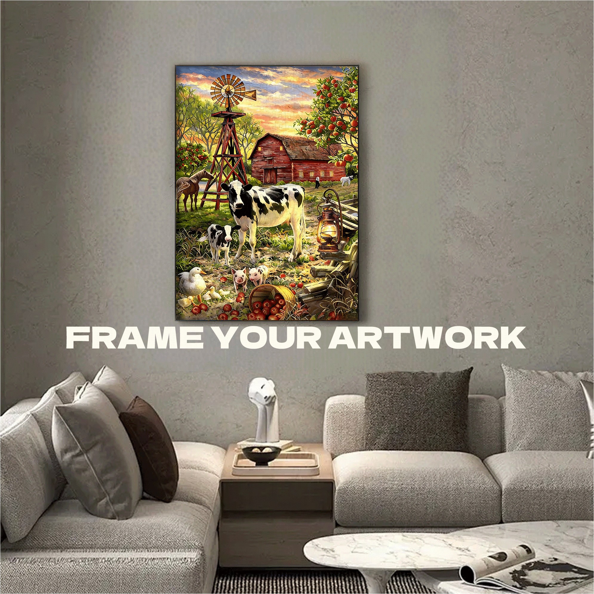 Old Country Farm 500pcs/1000pcs Jigsaw Puzzle, Scratch-Resistant, Interactive Family Game & Brain-Boosting DIY Decor, Perfect for Halloween, Christmas & New Year Gifts, Family Puzzle Game