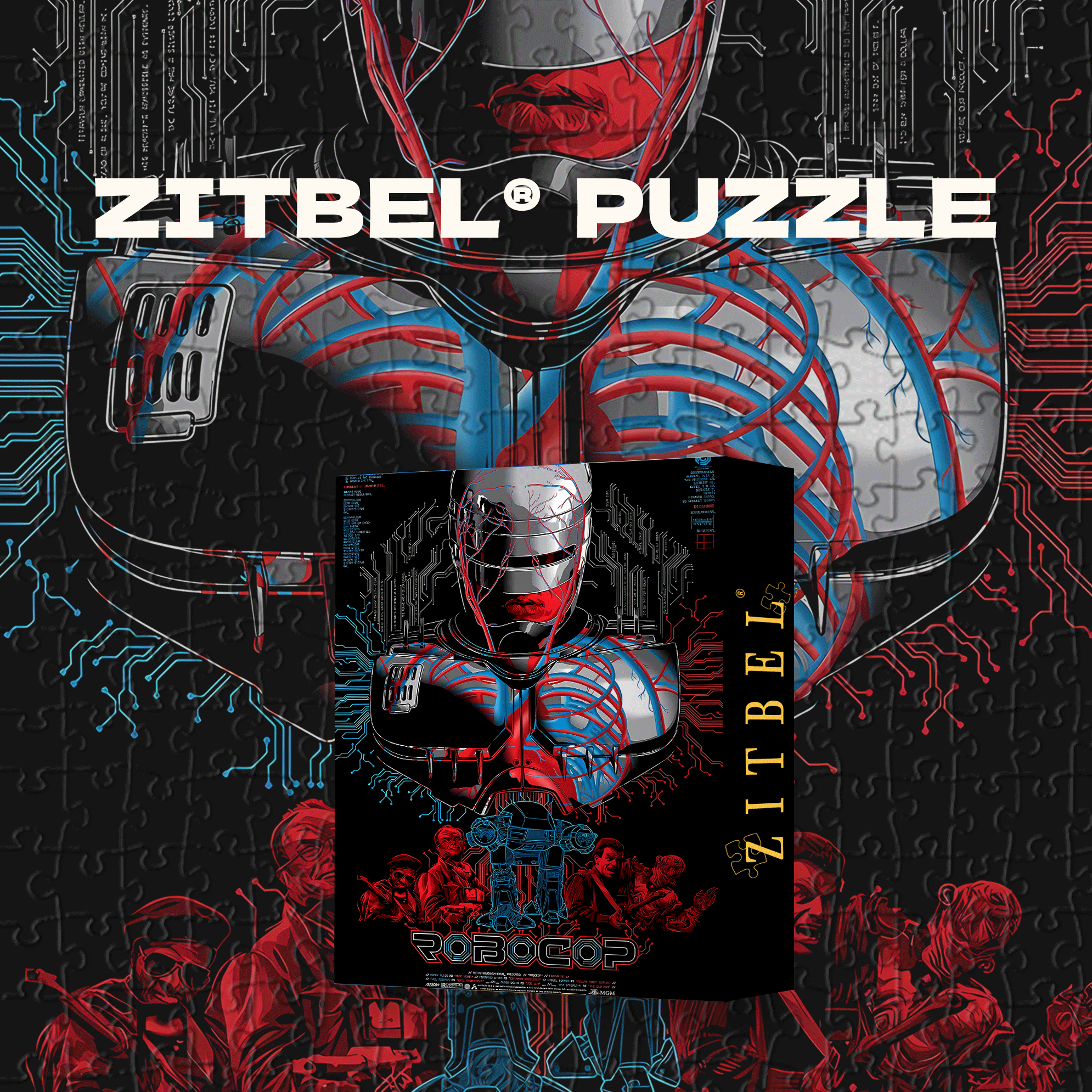 RoboCop (1987) 500pcs/1000pcs Jigsaw Puzzle, Scratch-Resistant, Interactive Family Game & Brain-Boosting DIY Decor, Perfect for Halloween, Christmas & New Year Gifts, Family Puzzle Game