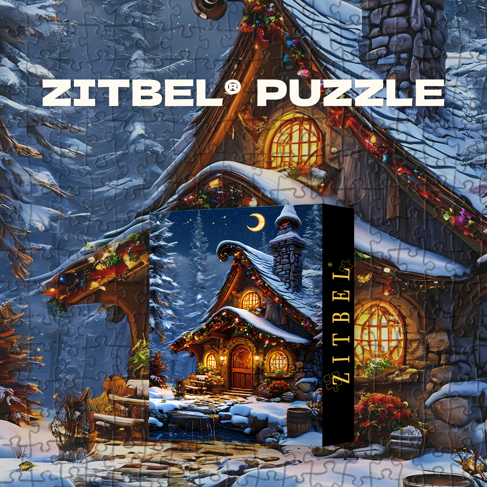 Snowy Night Warm Shelter 500pcs/1000pcs Jigsaw Puzzle, Scratch-Resistant, Interactive Family Game & Brain-Boosting DIY Decor, Perfect for Halloween, Christmas & New Year Gifts, Family Puzzle Game