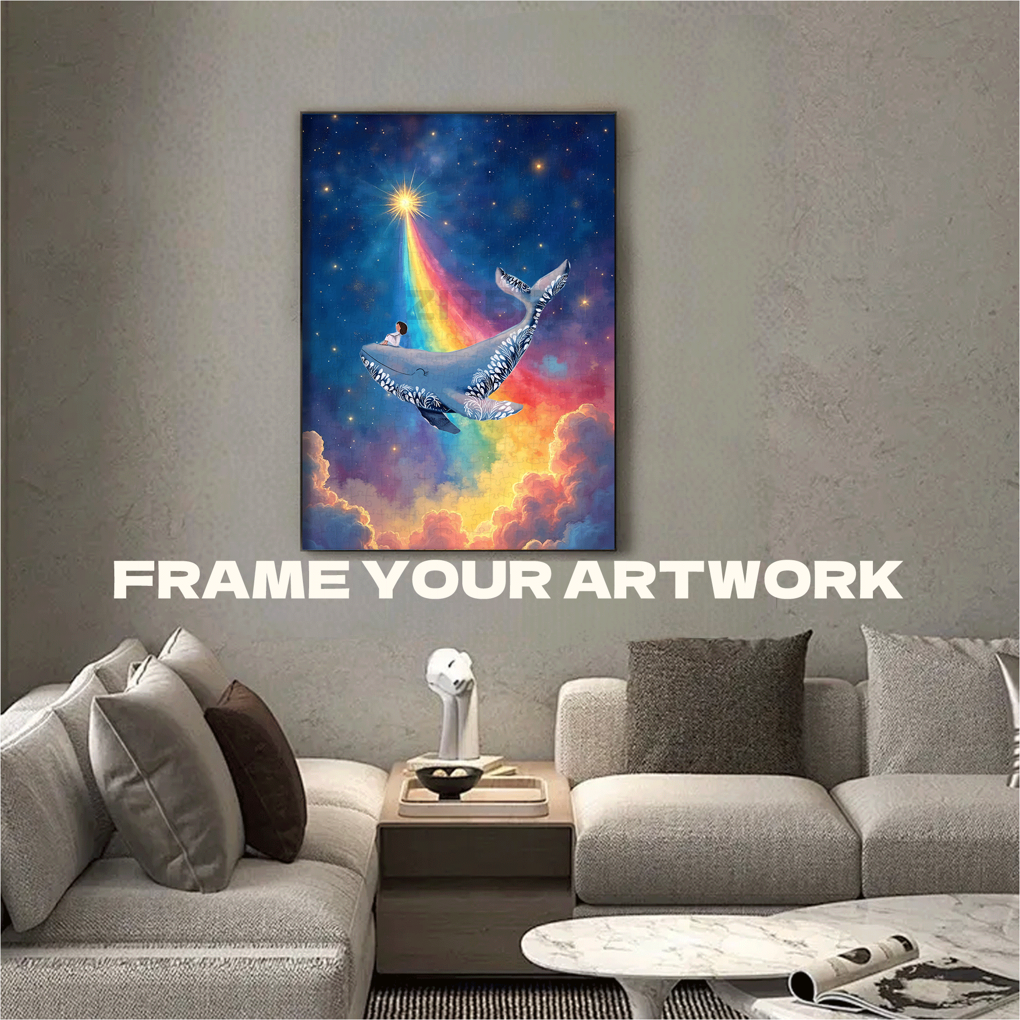Star Whale Carries Dreams 500pcs/1000pcs Jigsaw Puzzle, Scratch-Resistant, Interactive Family Game & Brain-Boosting DIY Decor, Perfect for Halloween, Christmas & New Year Gifts, Family Puzzle Game