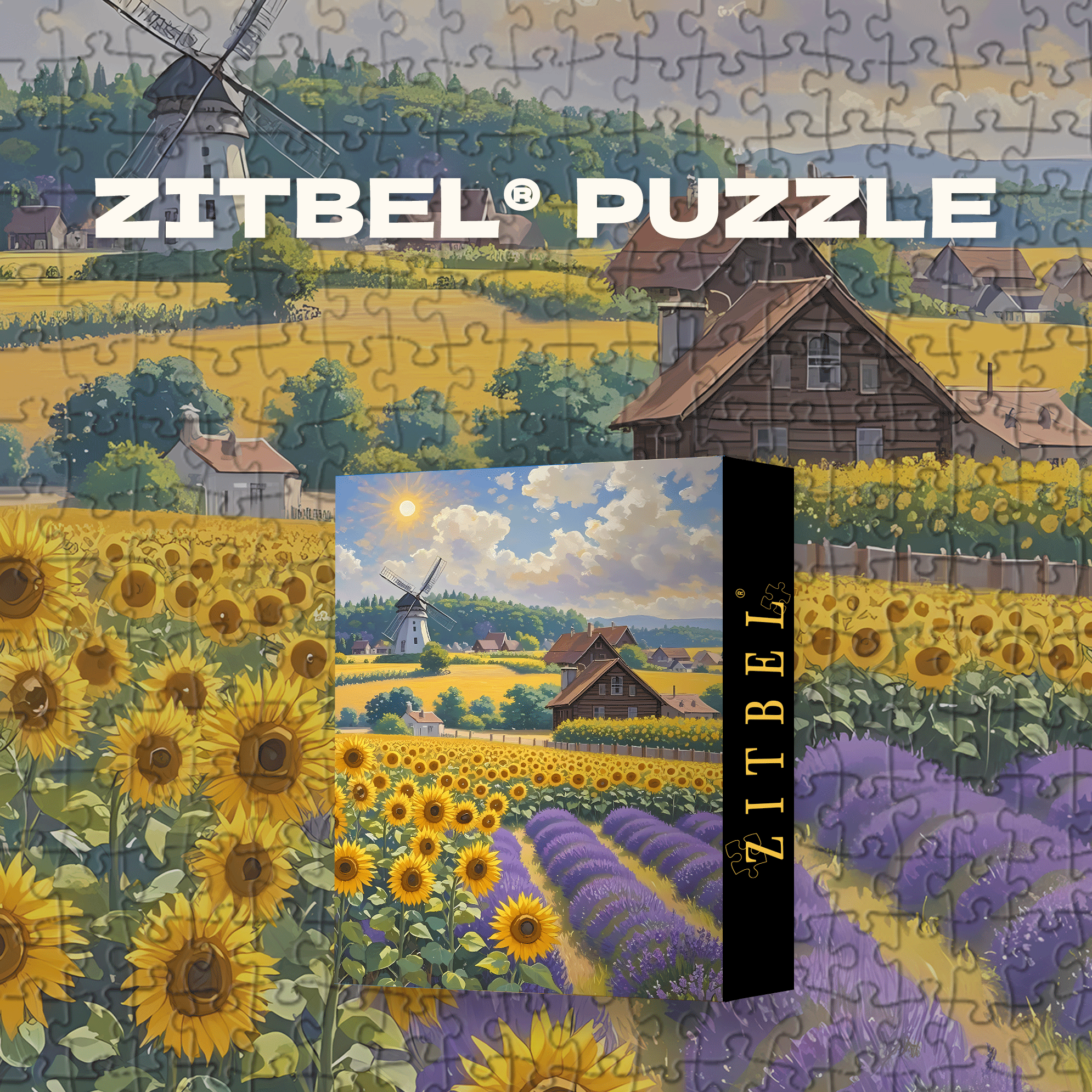 Sunflowers and Lavender in Summer 500pcs/1000pcs Jigsaw Puzzle, Scratch-Resistant, Interactive Family Game & Brain-Boosting DIY Decor, Perfect for Halloween, Christmas & New Year Gifts, Family Puzzle Game