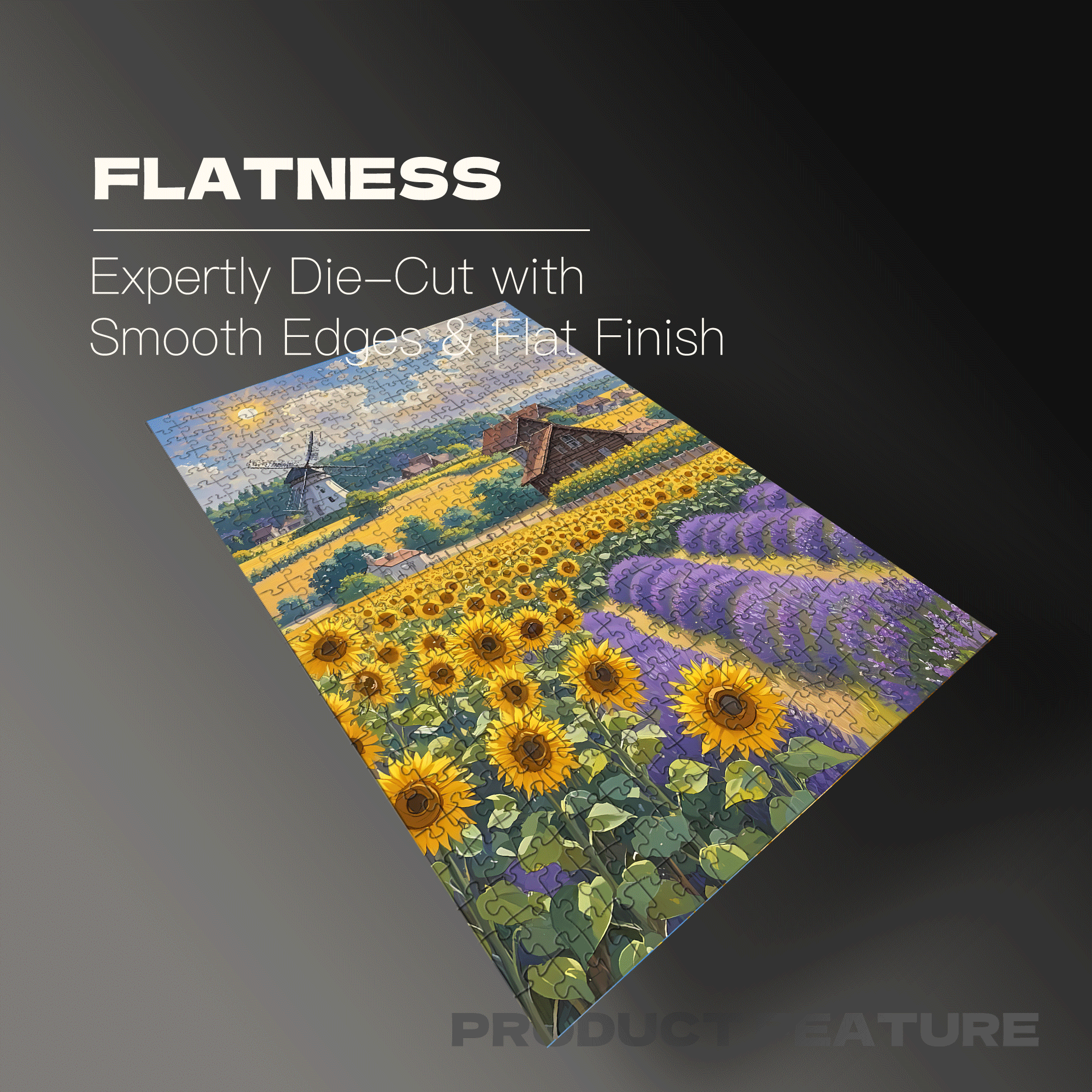 Sunflowers and Lavender in Summer 500pcs/1000pcs Jigsaw Puzzle, Scratch-Resistant, Interactive Family Game & Brain-Boosting DIY Decor, Perfect for Halloween, Christmas & New Year Gifts, Family Puzzle Game