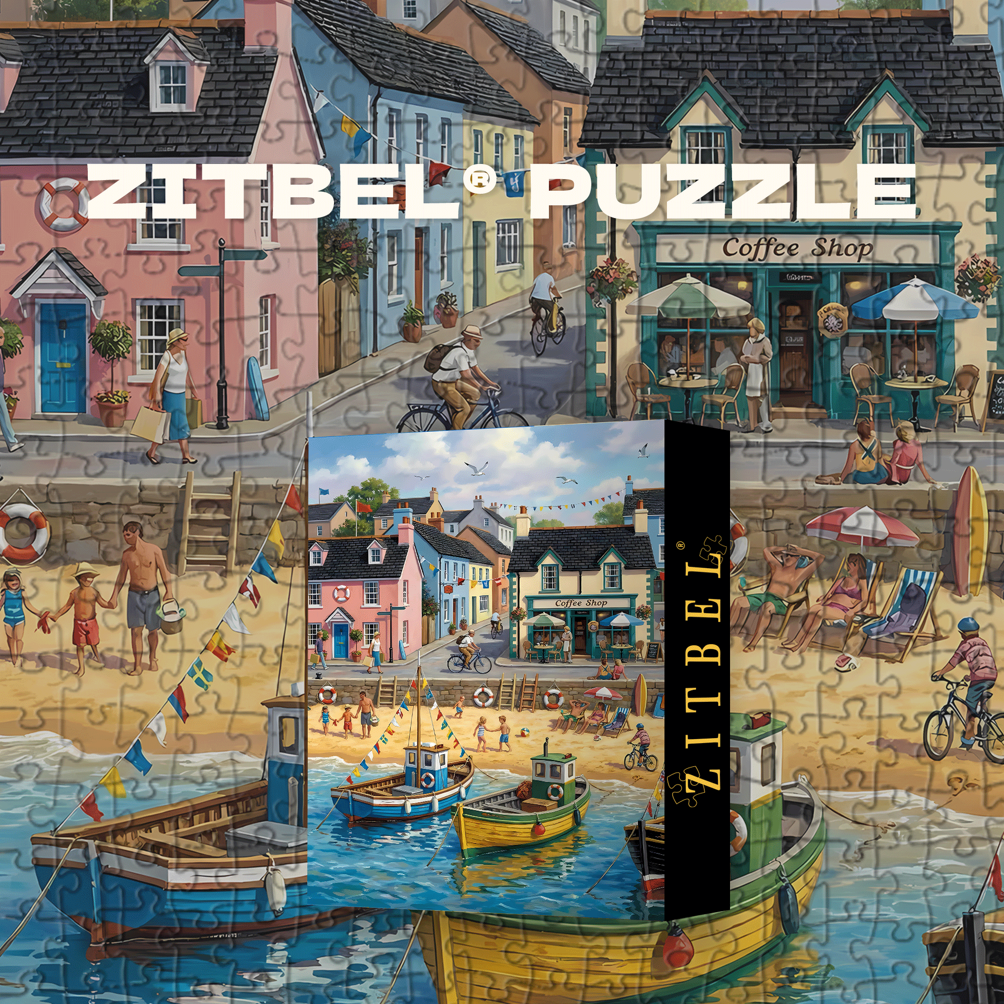 The Afternoon in the Colorful Fishing Village 500pcs/1000pcs Jigsaw Puzzle, Scratch-Resistant, Interactive Family Game & Brain-Boosting DIY Decor, Perfect for Halloween, Christmas & New Year Gifts, Family Puzzle Game