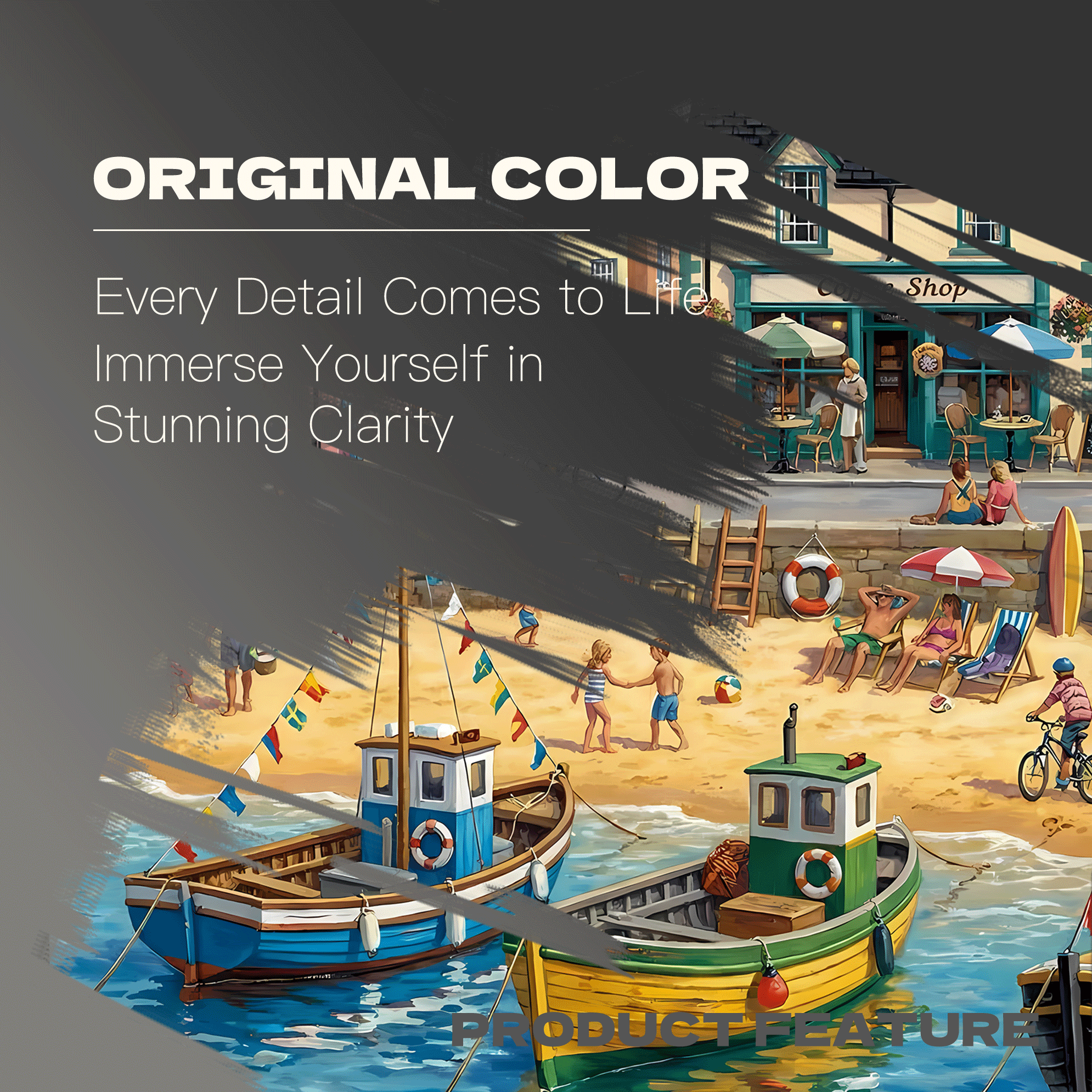 The Afternoon in the Colorful Fishing Village 500pcs/1000pcs Jigsaw Puzzle, Scratch-Resistant, Interactive Family Game & Brain-Boosting DIY Decor, Perfect for Halloween, Christmas & New Year Gifts, Family Puzzle Game