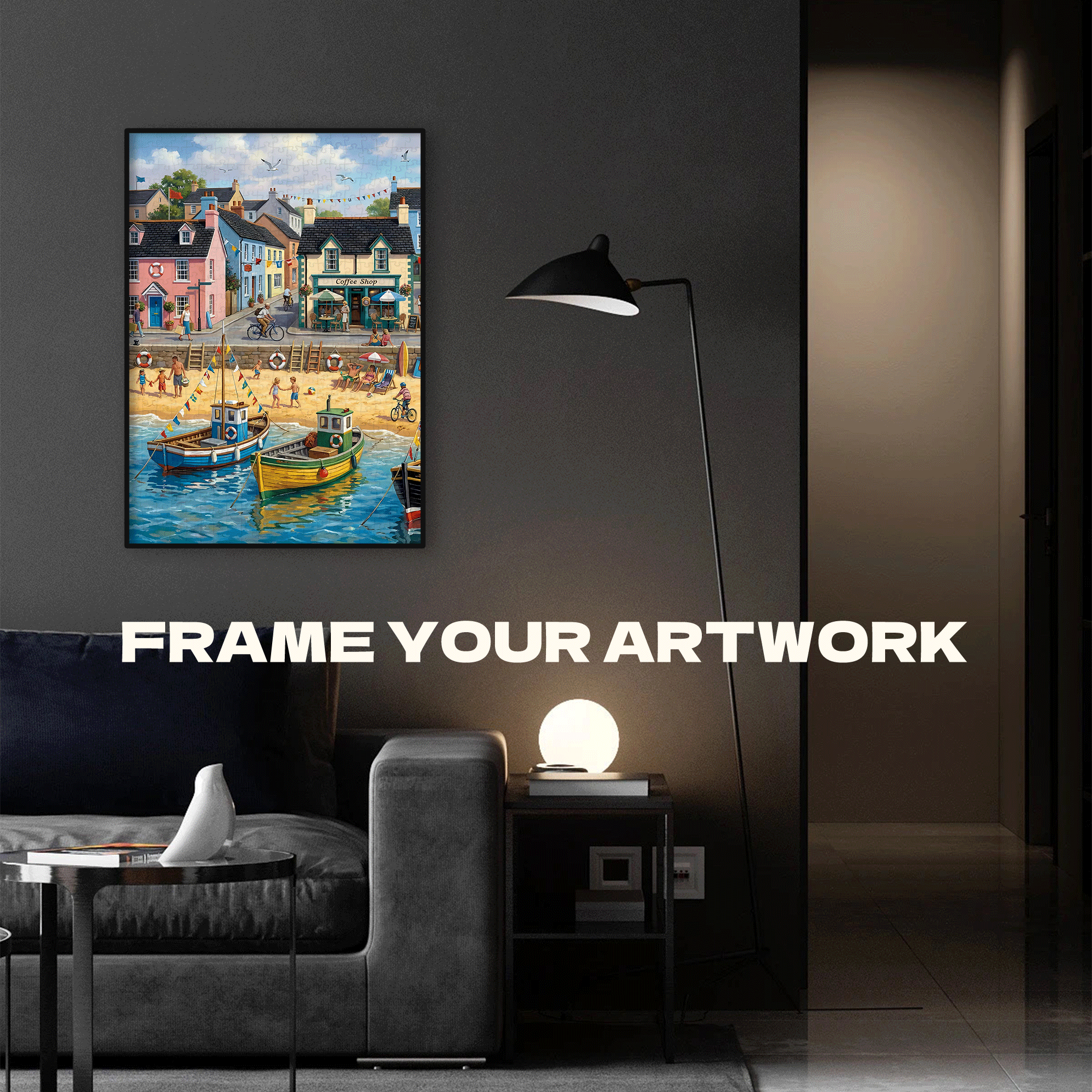 The Afternoon in the Colorful Fishing Village 500pcs/1000pcs Jigsaw Puzzle, Scratch-Resistant, Interactive Family Game & Brain-Boosting DIY Decor, Perfect for Halloween, Christmas & New Year Gifts, Family Puzzle Game