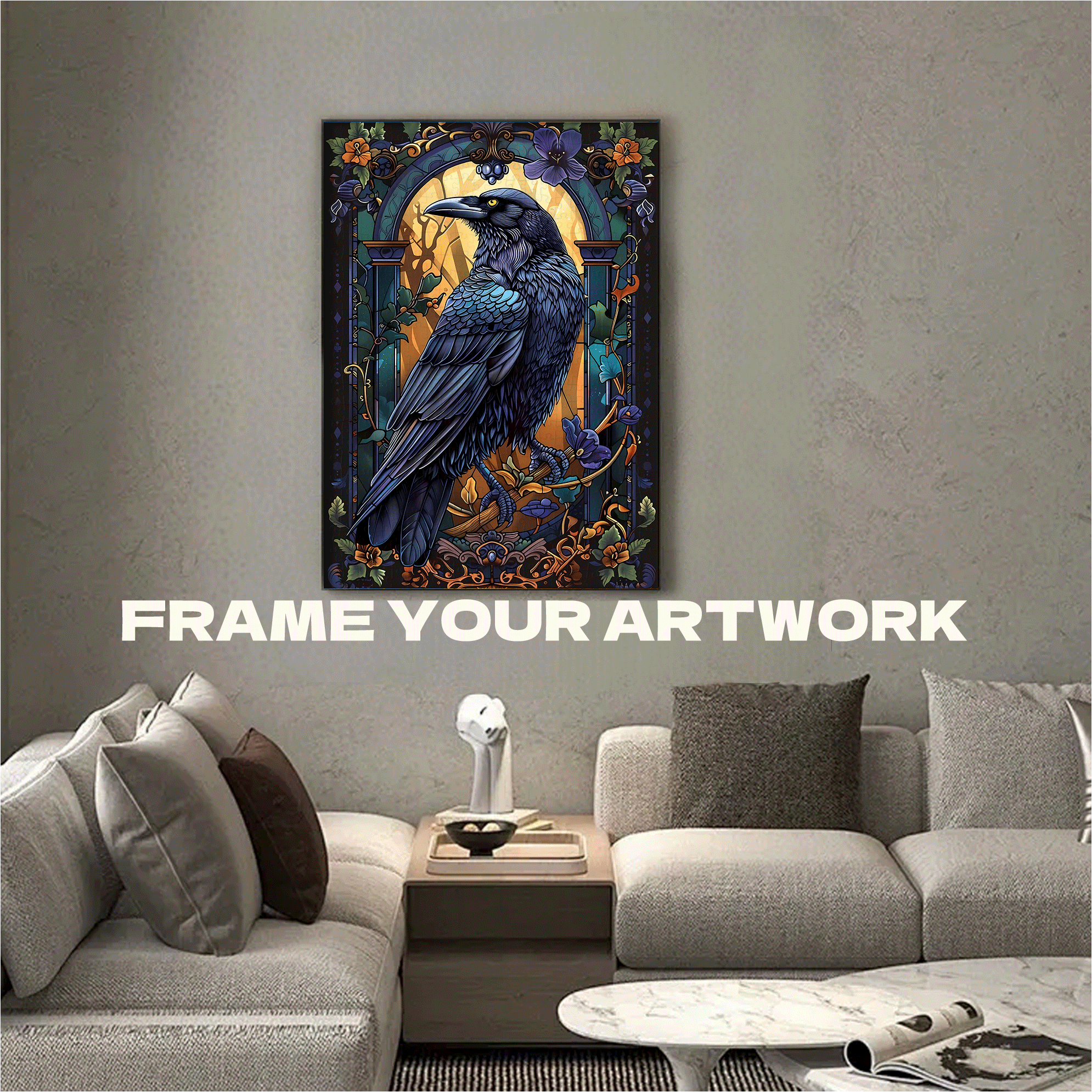 Window-pane Raven 500pcs/1000pcs Jigsaw Puzzle, Scratch-Resistant, Interactive Family Game & Brain-Boosting DIY Decor, Perfect for Halloween, Christmas & New Year Gifts, Family Puzzle Game