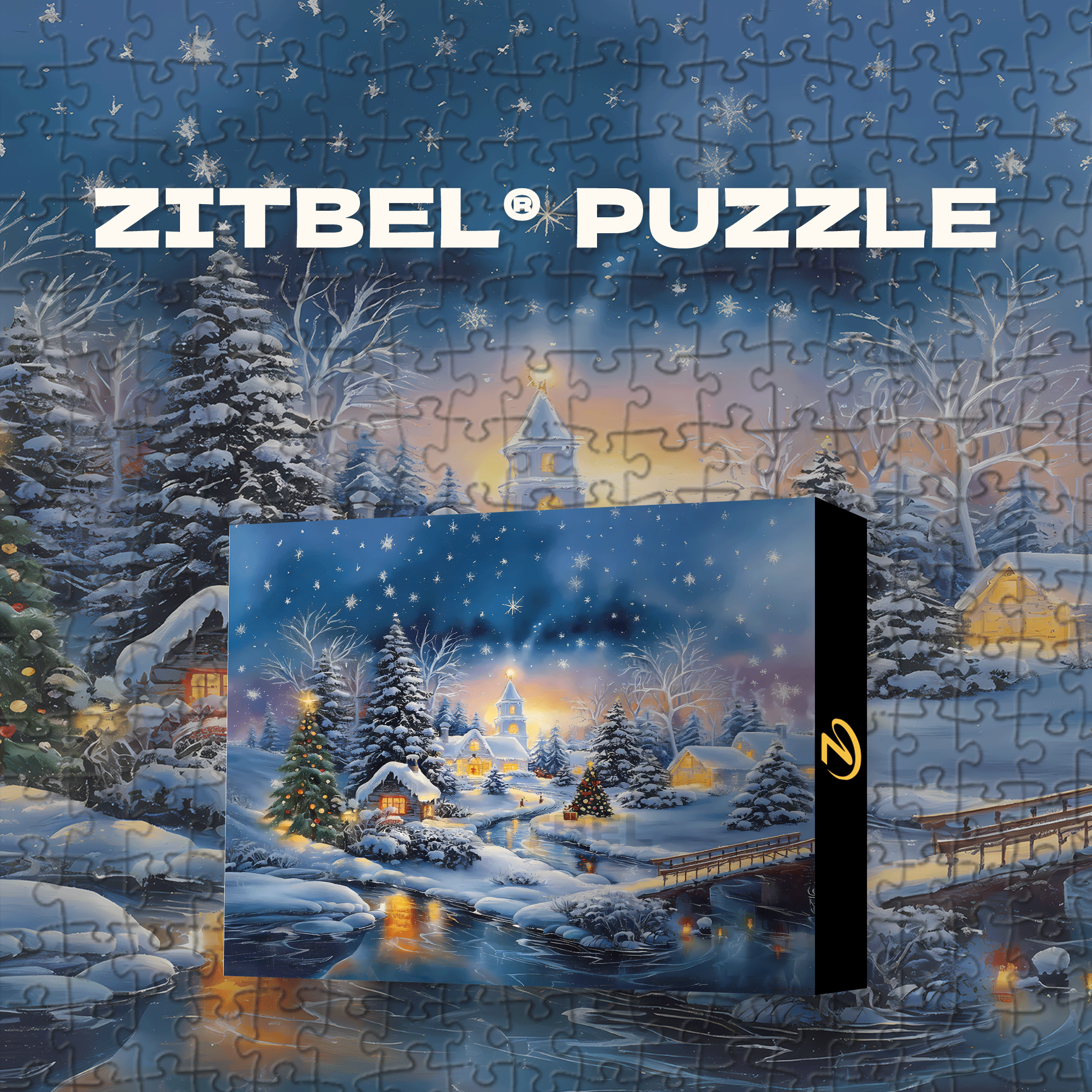A Christmas Town in Winter 500pcs/1000pcs Jigsaw Puzzle, Scratch-Resistant, Interactive Family Game & Brain-Boosting DIY Decor, Perfect for Halloween, Christmas & New Year Gifts, Family Puzzle Game