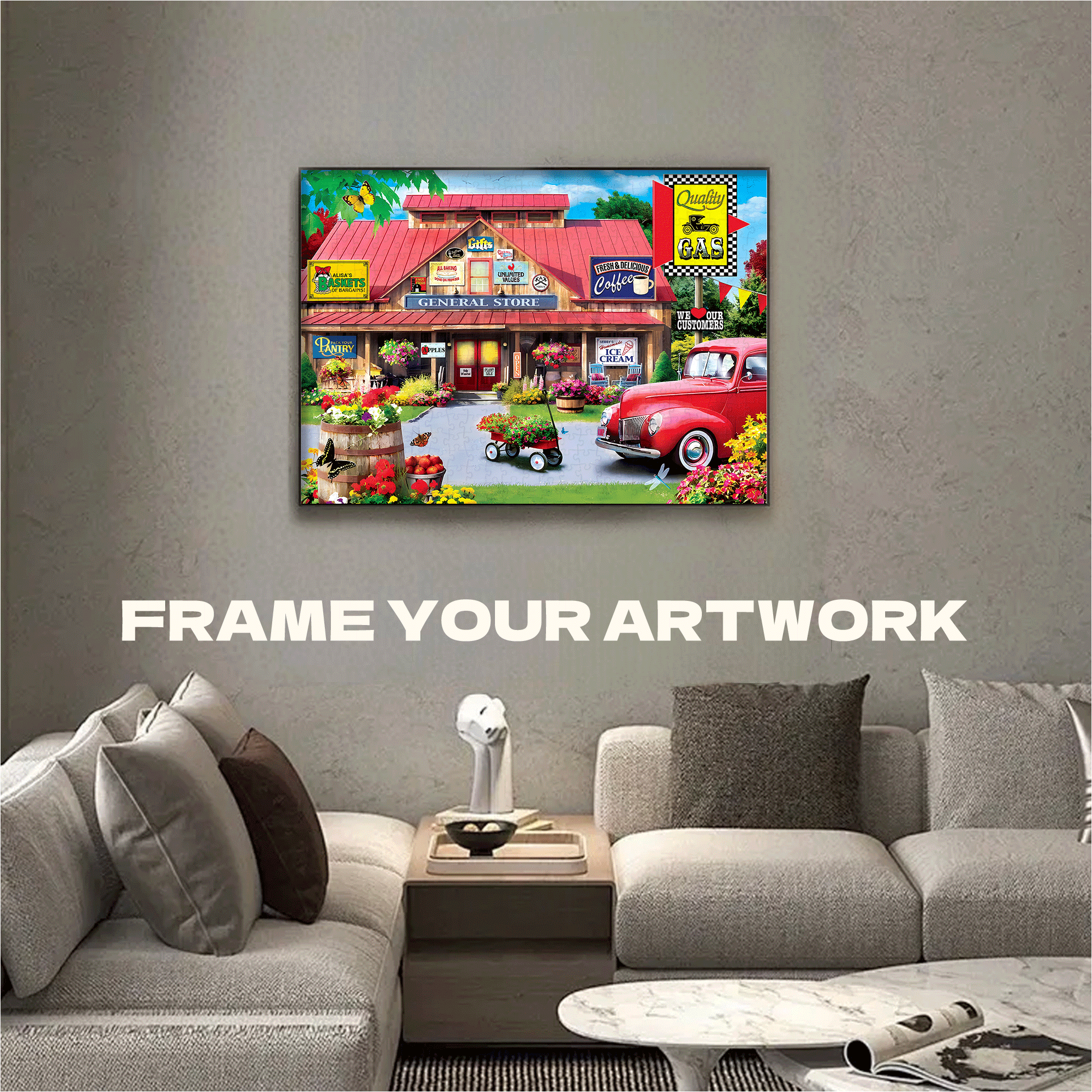 A Touch of Nostalgia 500pcs/1000pcs Jigsaw Puzzle, Scratch-Resistant, Interactive Family Game & Brain-Boosting DIY Decor, Perfect for Halloween, Christmas & New Year Gifts, Family Puzzle Game