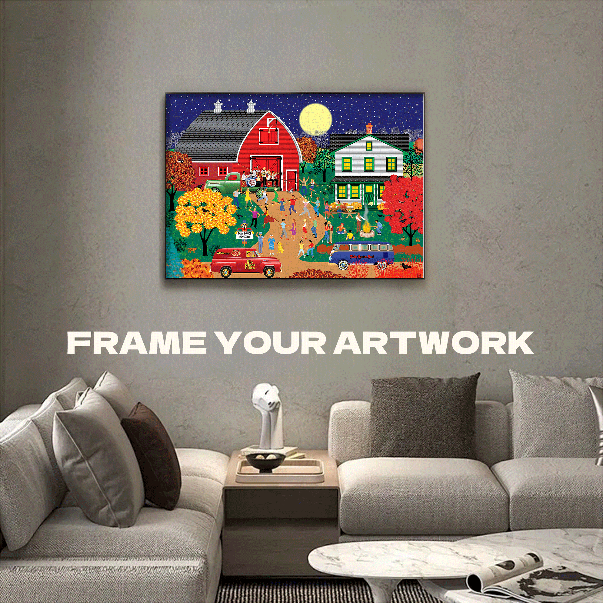 Barn Dance 500pcs/1000pcs Jigsaw Puzzle, Scratch-Resistant, Interactive Family Game & Brain-Boosting DIY Decor, Perfect for Halloween, Christmas & New Year Gifts, Family Puzzle Game