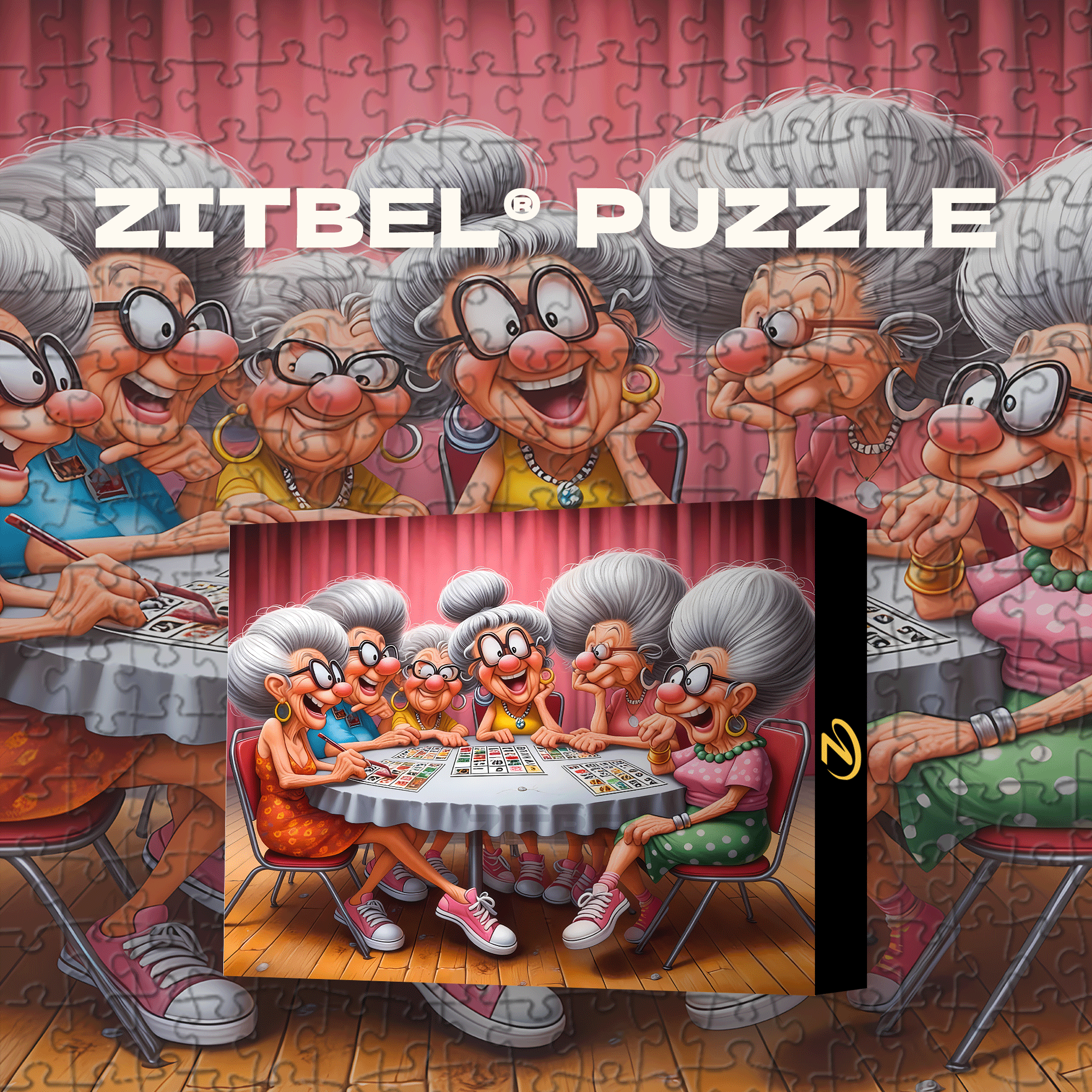 Bingo Night With The Gals 500pcs/1000pcs Jigsaw Puzzle, Scratch-Resistant, Interactive Family Game & Brain-Boosting DIY Decor, Perfect for Halloween, Christmas & New Year Gifts, Family Puzzle Game