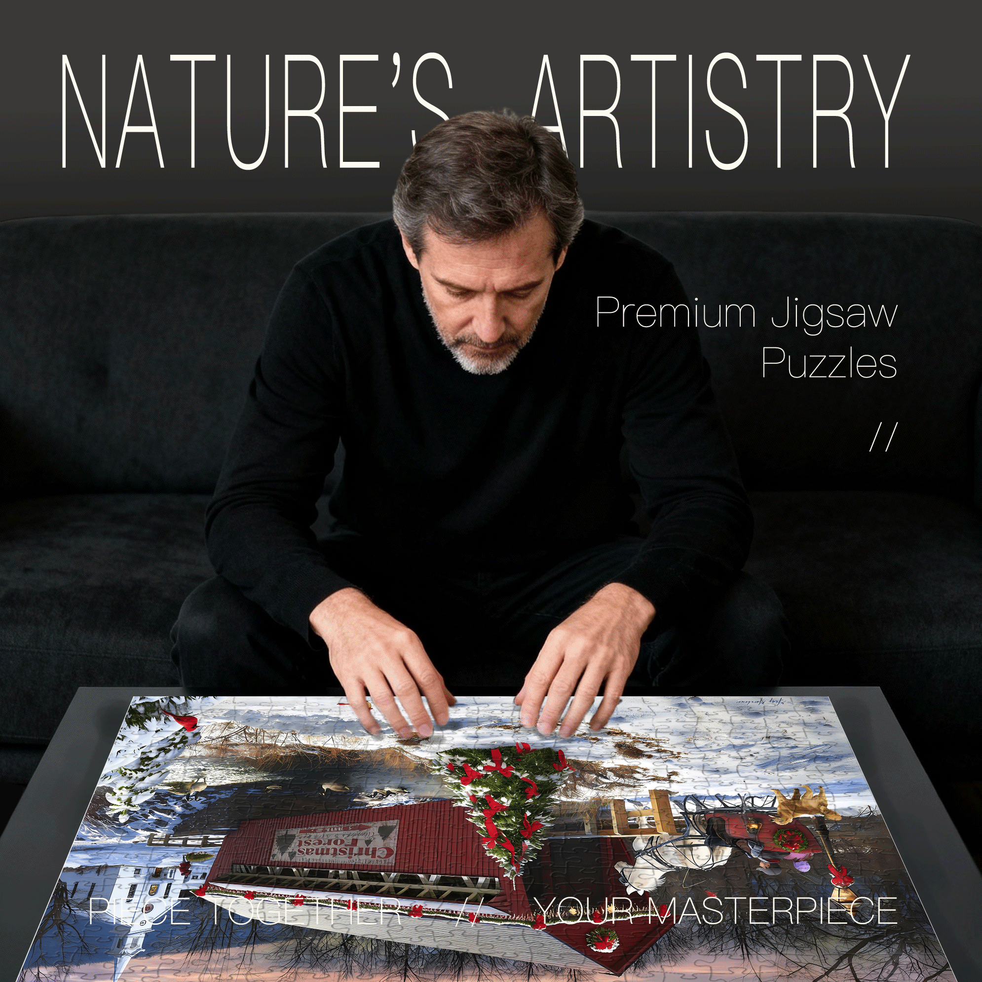 Covered Bridge In Snow 500pcs/1000pcs Jigsaw Puzzle, Scratch-Resistant, Interactive Family Game & Brain-Boosting DIY Decor, Perfect for Halloween, Christmas & New Year Gifts, Family Puzzle Game