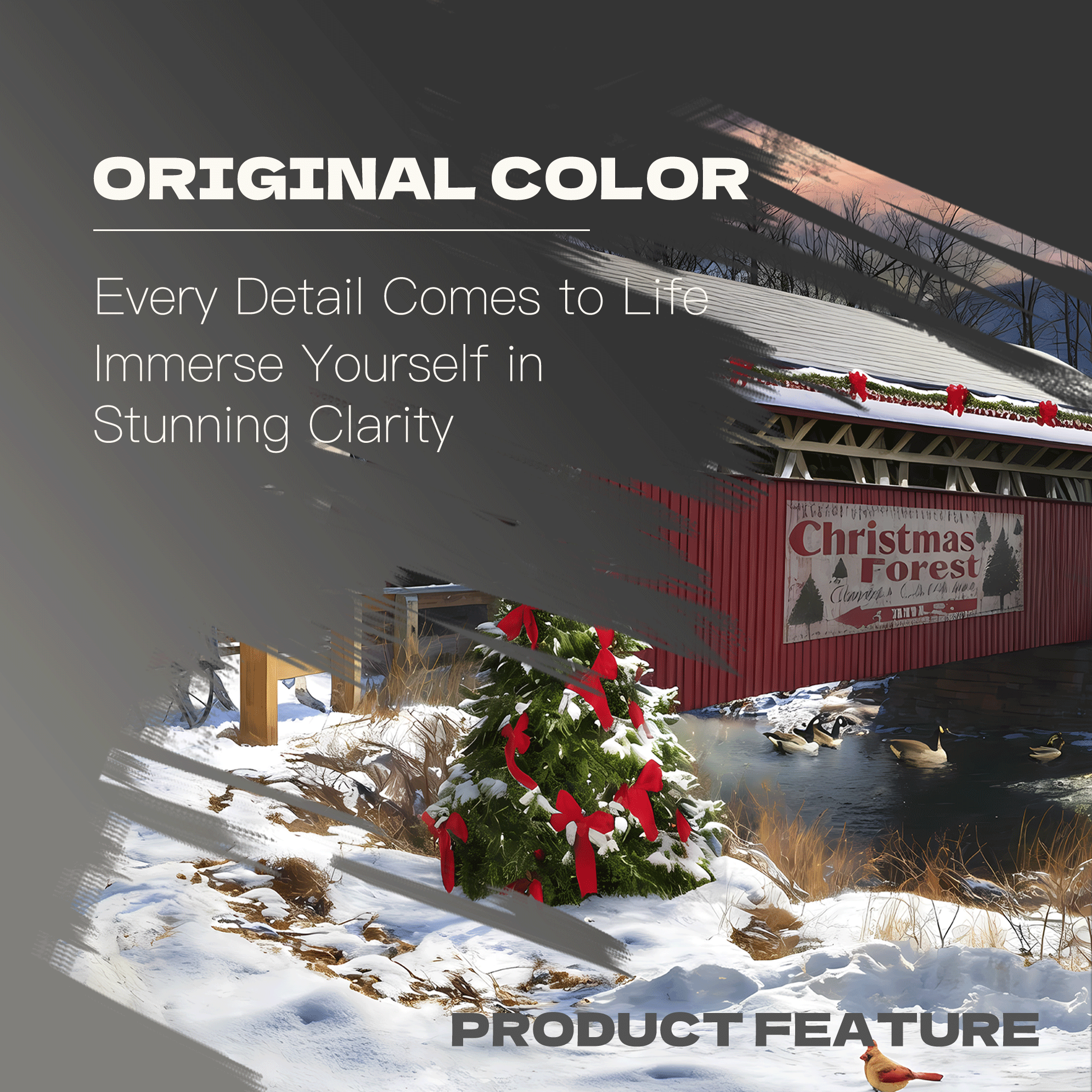 Covered Bridge In Snow 500pcs/1000pcs Jigsaw Puzzle, Scratch-Resistant, Interactive Family Game & Brain-Boosting DIY Decor, Perfect for Halloween, Christmas & New Year Gifts, Family Puzzle Game