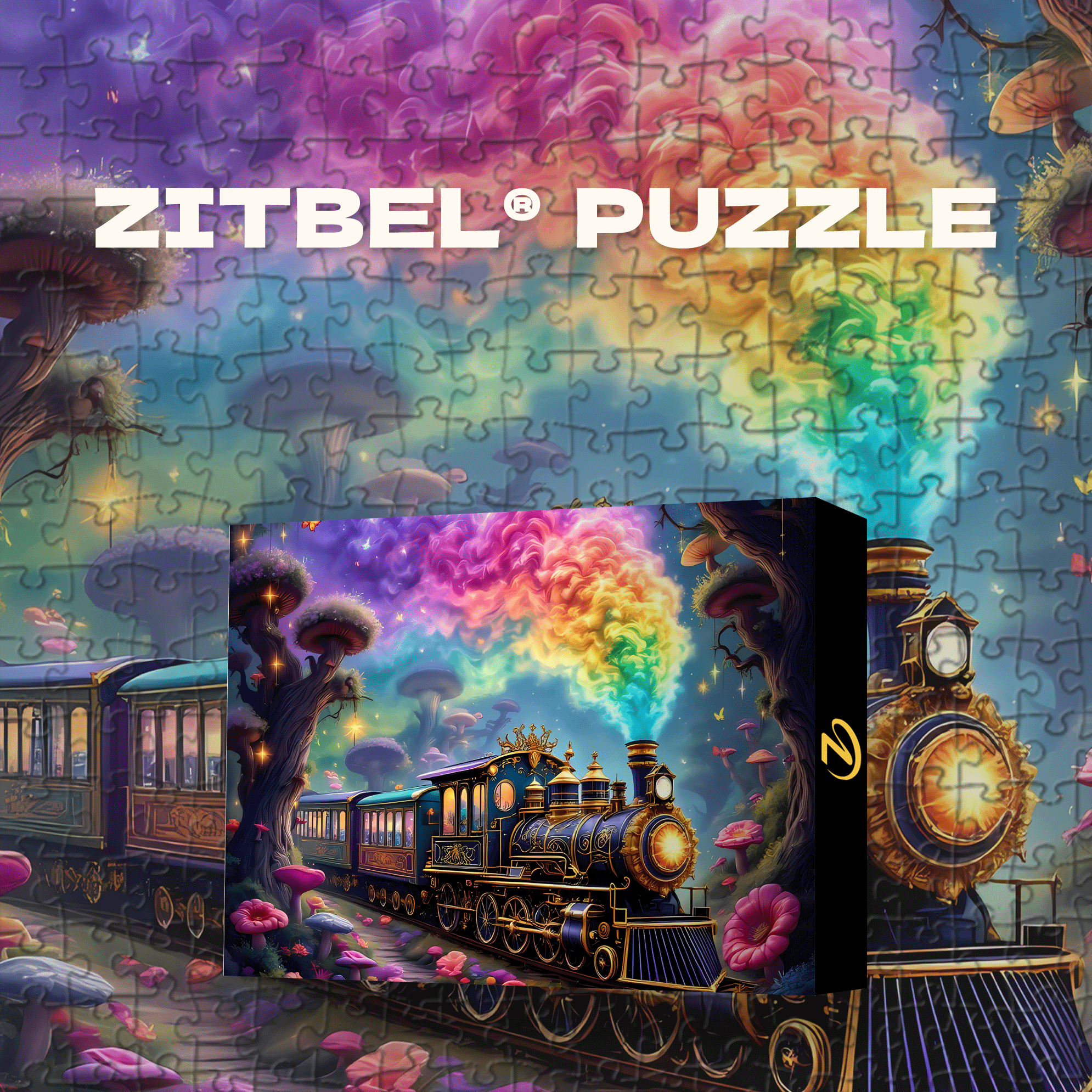 Fantasy Forest Train 500pcs/1000pcs Jigsaw Puzzle, Scratch-Resistant, Interactive Family Game & Brain-Boosting DIY Decor, Perfect for Halloween, Christmas & New Year Gifts, Family Puzzle Game