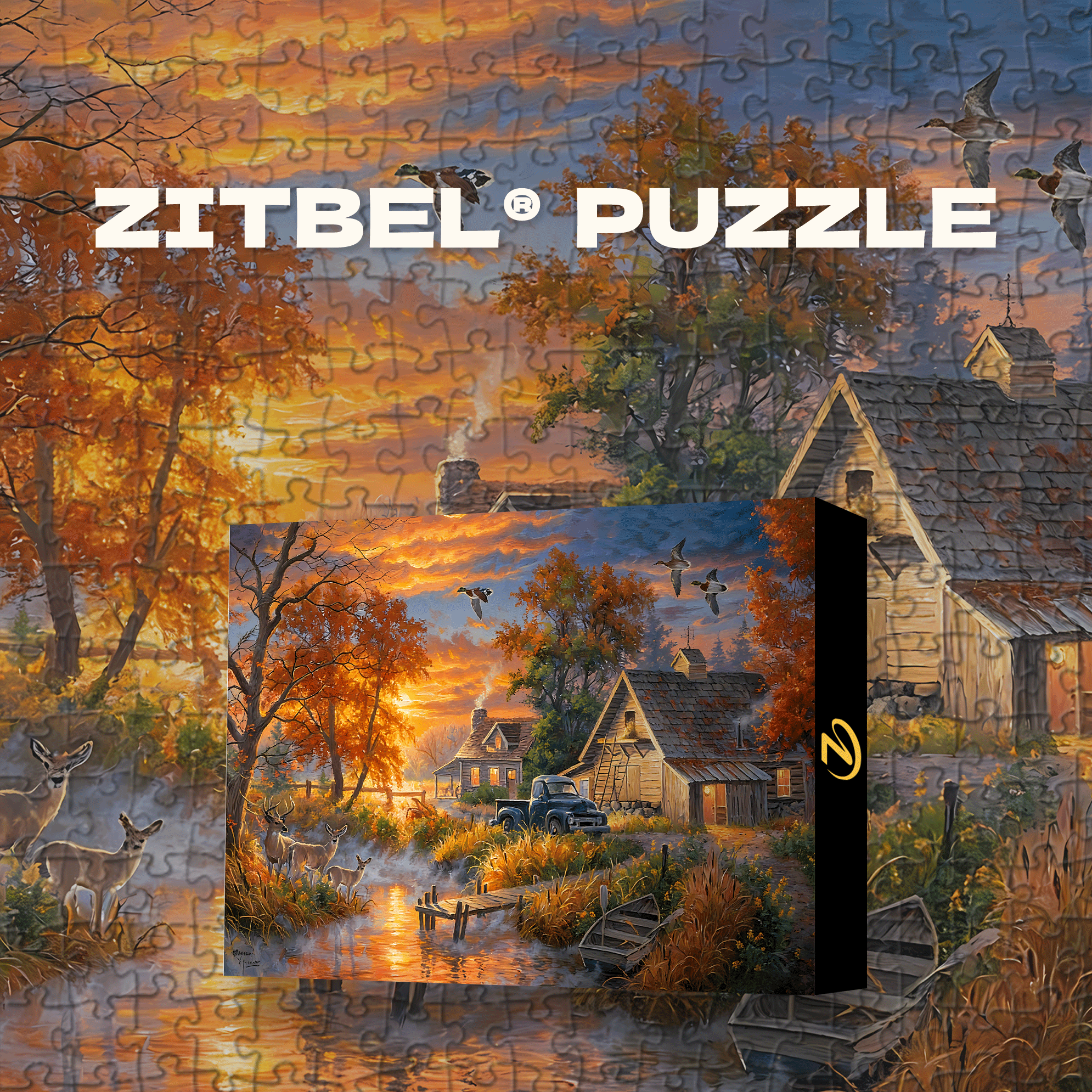 Grandpa's Farm Sunset 500pcs/1000pcs Jigsaw Puzzle, Scratch-Resistant, Interactive Family Game & Brain-Boosting DIY Decor, Perfect for Halloween, Christmas & New Year Gifts, Family Puzzle Game