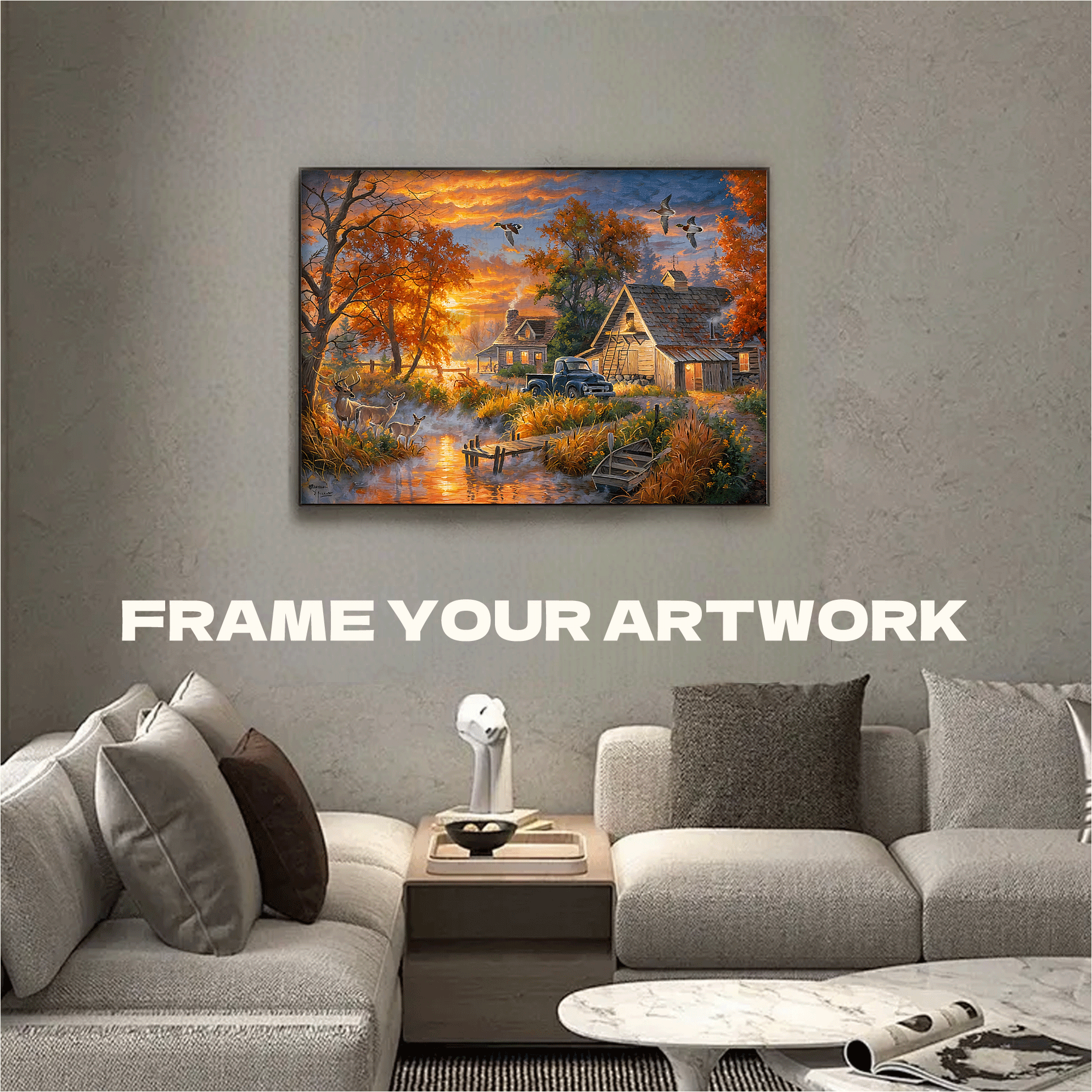 Grandpa's Farm Sunset 500pcs/1000pcs Jigsaw Puzzle, Scratch-Resistant, Interactive Family Game & Brain-Boosting DIY Decor, Perfect for Halloween, Christmas & New Year Gifts, Family Puzzle Game