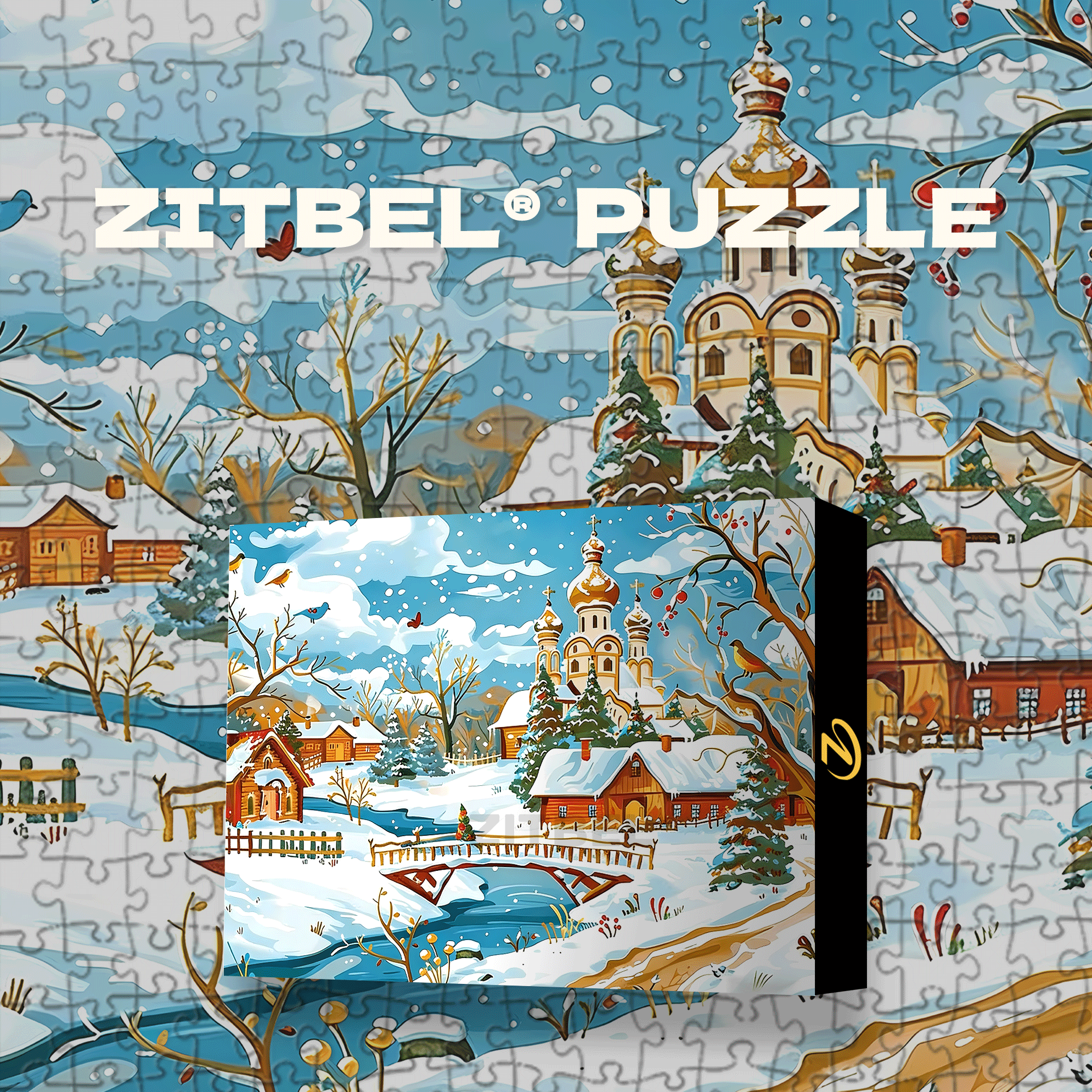 Snow Falls On A Fairytale Village 500pcs/1000pcs Jigsaw Puzzle, Scratch-Resistant, Interactive Family Game & Brain-Boosting DIY Decor, Perfect for Halloween, Christmas & New Year Gifts, Family Puzzle Game