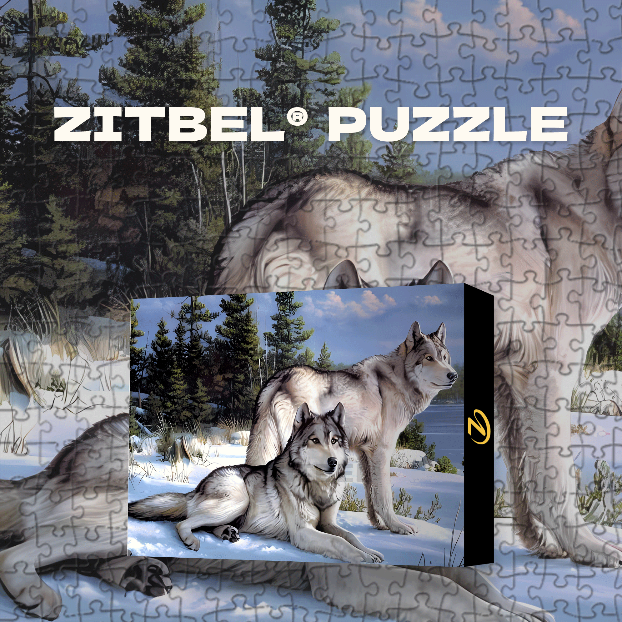 Snowy Plains Twin Wolves 500pcs/1000pcs Jigsaw Puzzle, Scratch-Resistant, Interactive Family Game & Brain-Boosting DIY Decor, Perfect for Halloween, Christmas & New Year Gifts, Family Puzzle Game