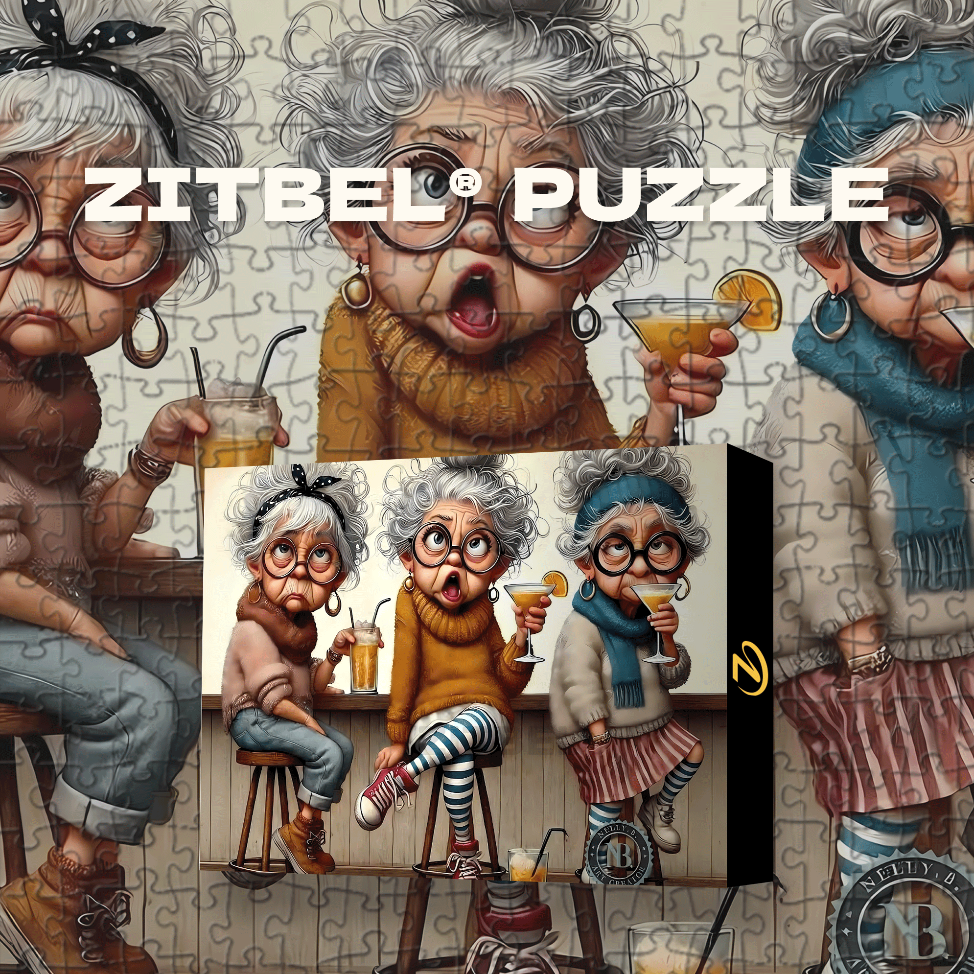 Haired Elderly Lady Warm Gathering Scene 500pcs/1000pcs Jigsaw Puzzle, Scratch-Resistant, Interactive Family Game & Brain-Boosting DIY Decor, Perfect for Halloween, Christmas & New Year Gifts, Family Puzzle Game