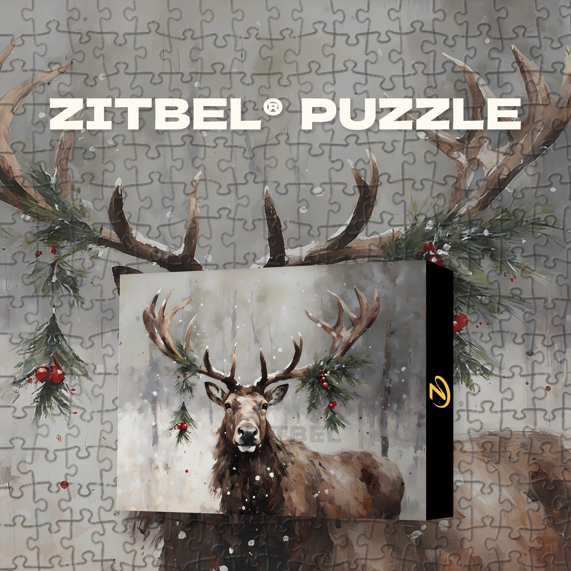 Holiday Caribou 500pcs/1000pcs Jigsaw Puzzle, Scratch-Resistant, Interactive Family Game & Brain-Boosting DIY Decor, Perfect for Halloween, Christmas & New Year Gifts, Family Puzzle Game