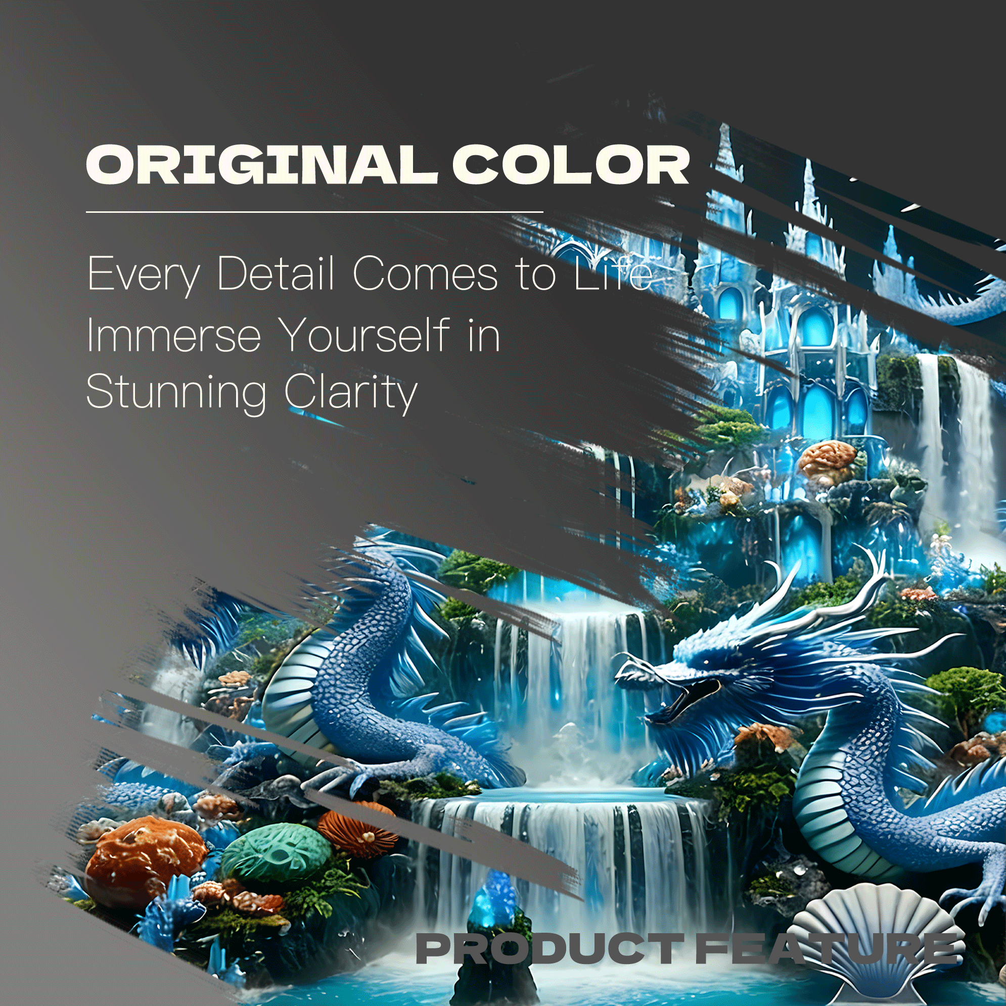 Ice Blue Dragon Realm 500pcs/1000pcs Jigsaw Puzzle, Scratch-Resistant, Interactive Family Game & Brain-Boosting DIY Decor, Perfect for Halloween, Christmas & New Year Gifts, Family Puzzle Game