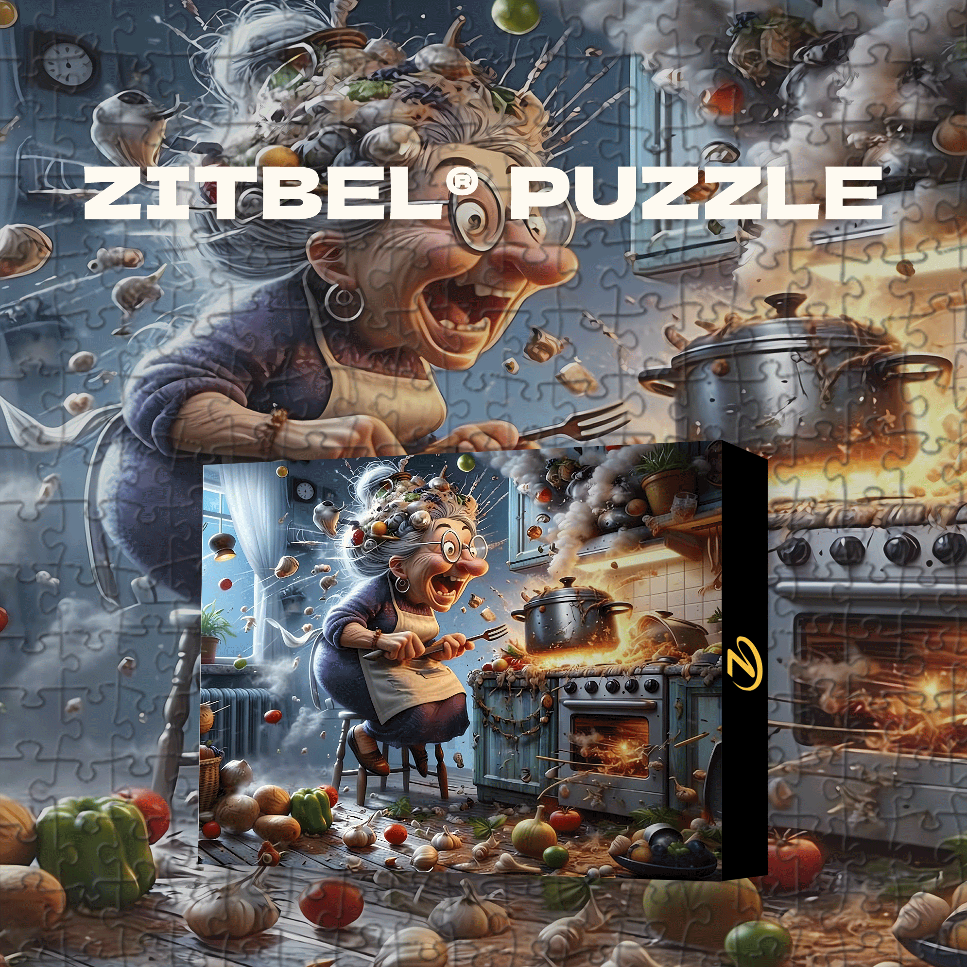 Kitchen Chaos Explosion 500pcs/1000pcs Jigsaw Puzzle, Scratch-Resistant, Interactive Family Game & Brain-Boosting DIY Decor, Perfect for Halloween, Christmas & New Year Gifts, Family Puzzle Game