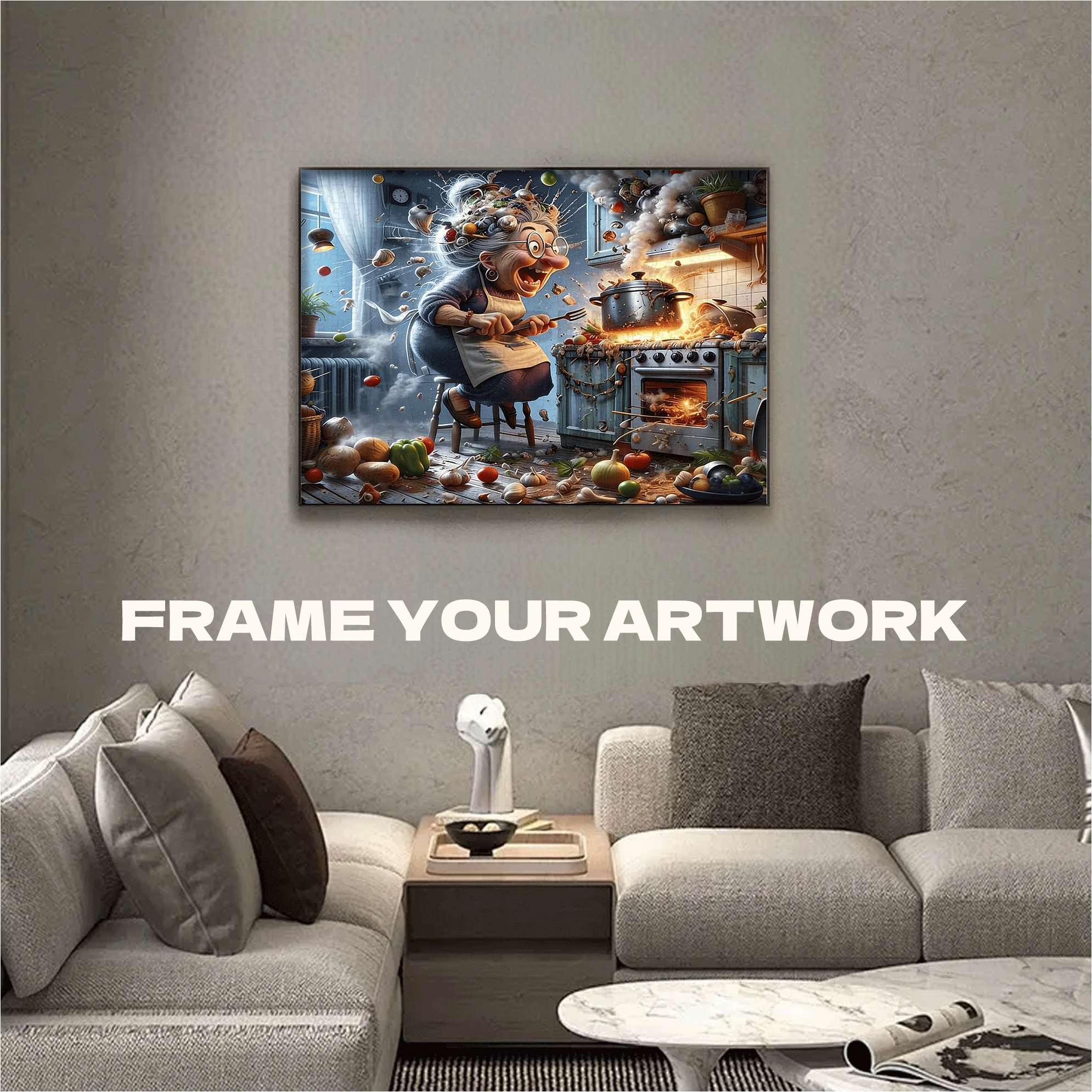 Kitchen Chaos Explosion 500pcs/1000pcs Jigsaw Puzzle, Scratch-Resistant, Interactive Family Game & Brain-Boosting DIY Decor, Perfect for Halloween, Christmas & New Year Gifts, Family Puzzle Game