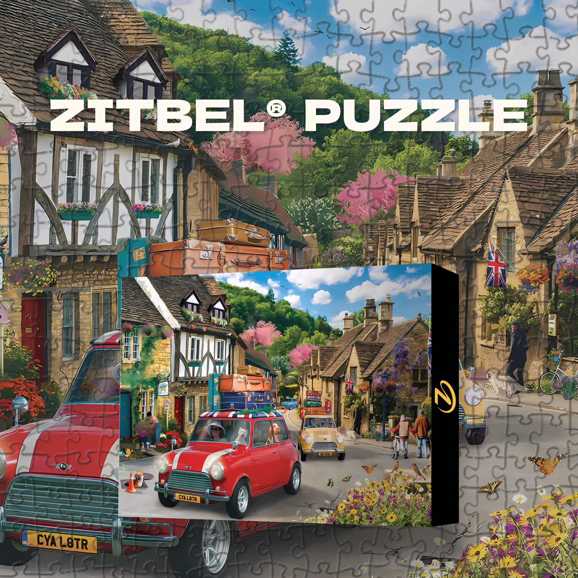 Mini Cooper 500pcs/1000pcs Jigsaw Puzzle, Scratch-Resistant, Interactive Family Game & Brain-Boosting DIY Decor, Perfect for Halloween, Christmas & New Year Gifts, Family Puzzle Game