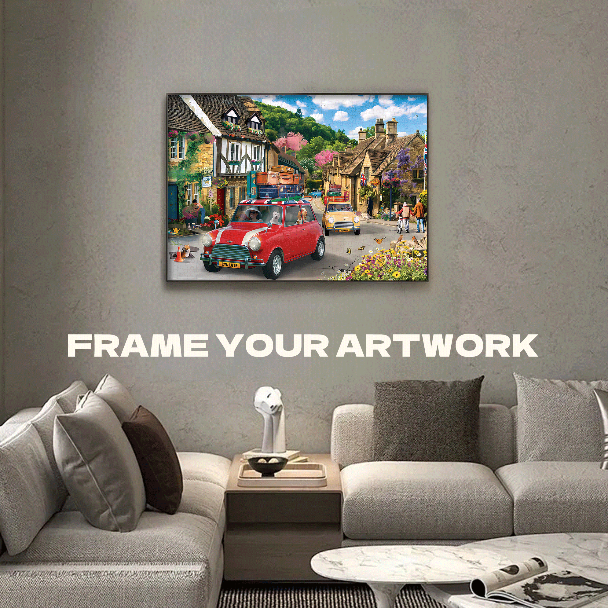 Mini Cooper 500pcs/1000pcs Jigsaw Puzzle, Scratch-Resistant, Interactive Family Game & Brain-Boosting DIY Decor, Perfect for Halloween, Christmas & New Year Gifts, Family Puzzle Game