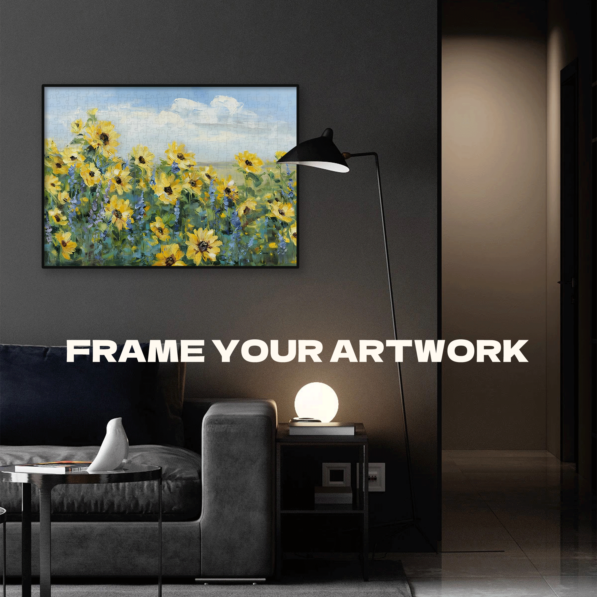 Sunflower Fields Forever 500pcs/1000pcs Jigsaw Puzzle, Scratch-Resistant, Interactive Family Game & Brain-Boosting DIY Decor, Perfect for Halloween, Christmas & New Year Gifts, Family Puzzle Game