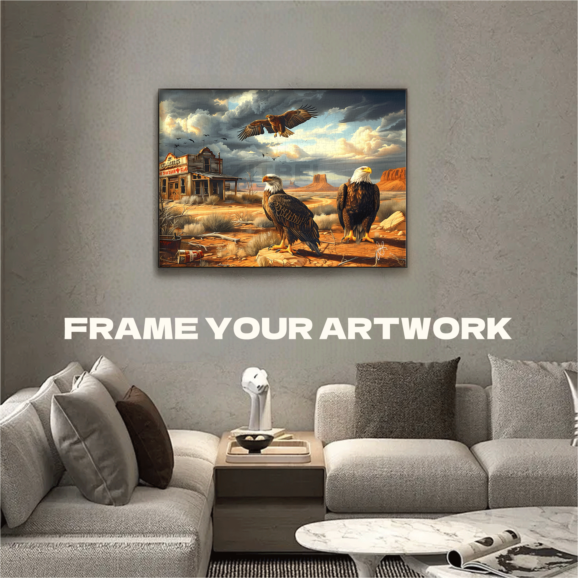 Watchers Of The Desert 500pcs/1000pcs Jigsaw Puzzle, Scratch-Resistant, Interactive Family Game & Brain-Boosting DIY Decor, Perfect for Halloween, Christmas & New Year Gifts, Family Puzzle Game