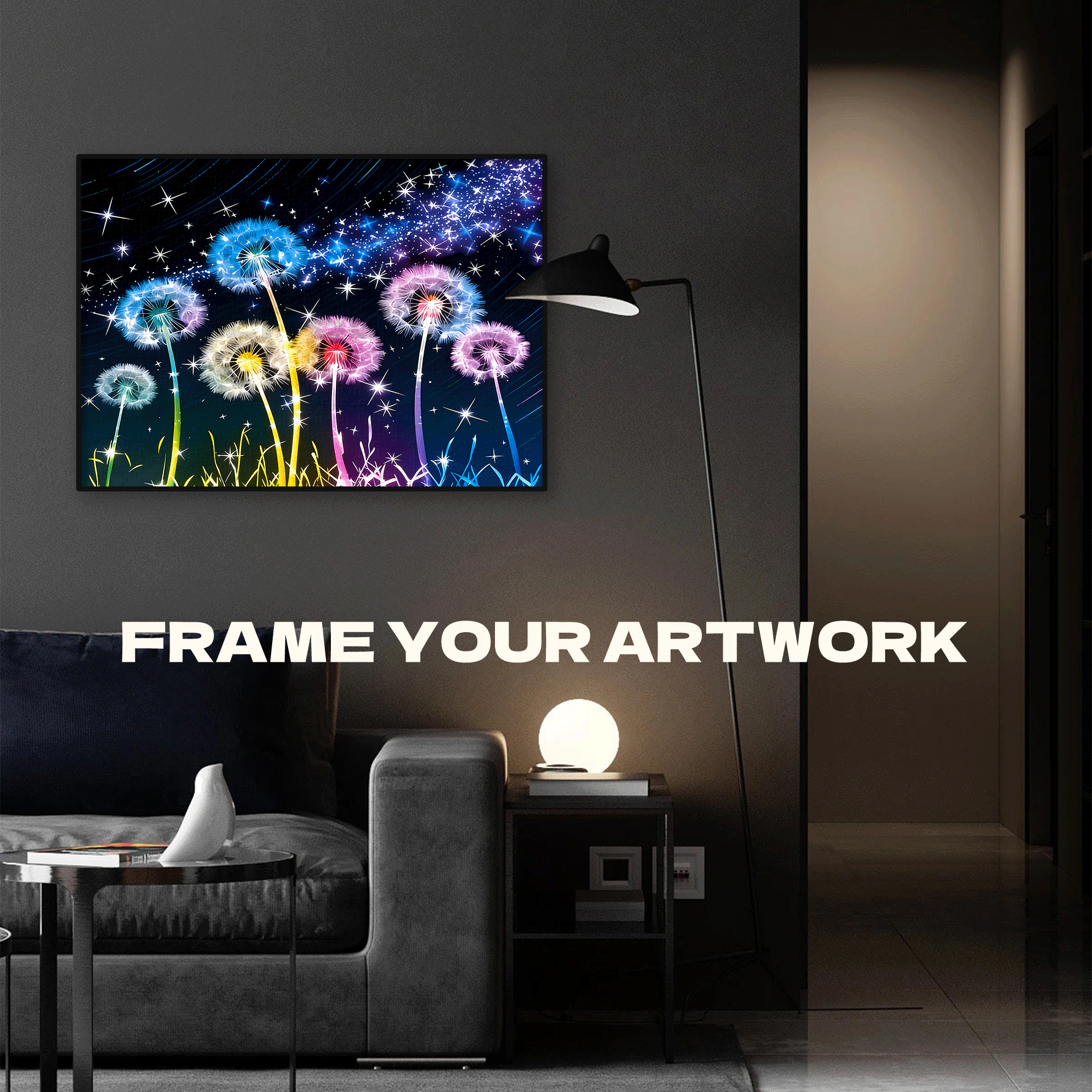 Whispers Of The Night Dandelions 500pcs/1000pcs Jigsaw Puzzle, Scratch-Resistant, Interactive Family Game & Brain-Boosting DIY Decor, Perfect for Halloween, Christmas & New Year Gifts, Family Puzzle Game
