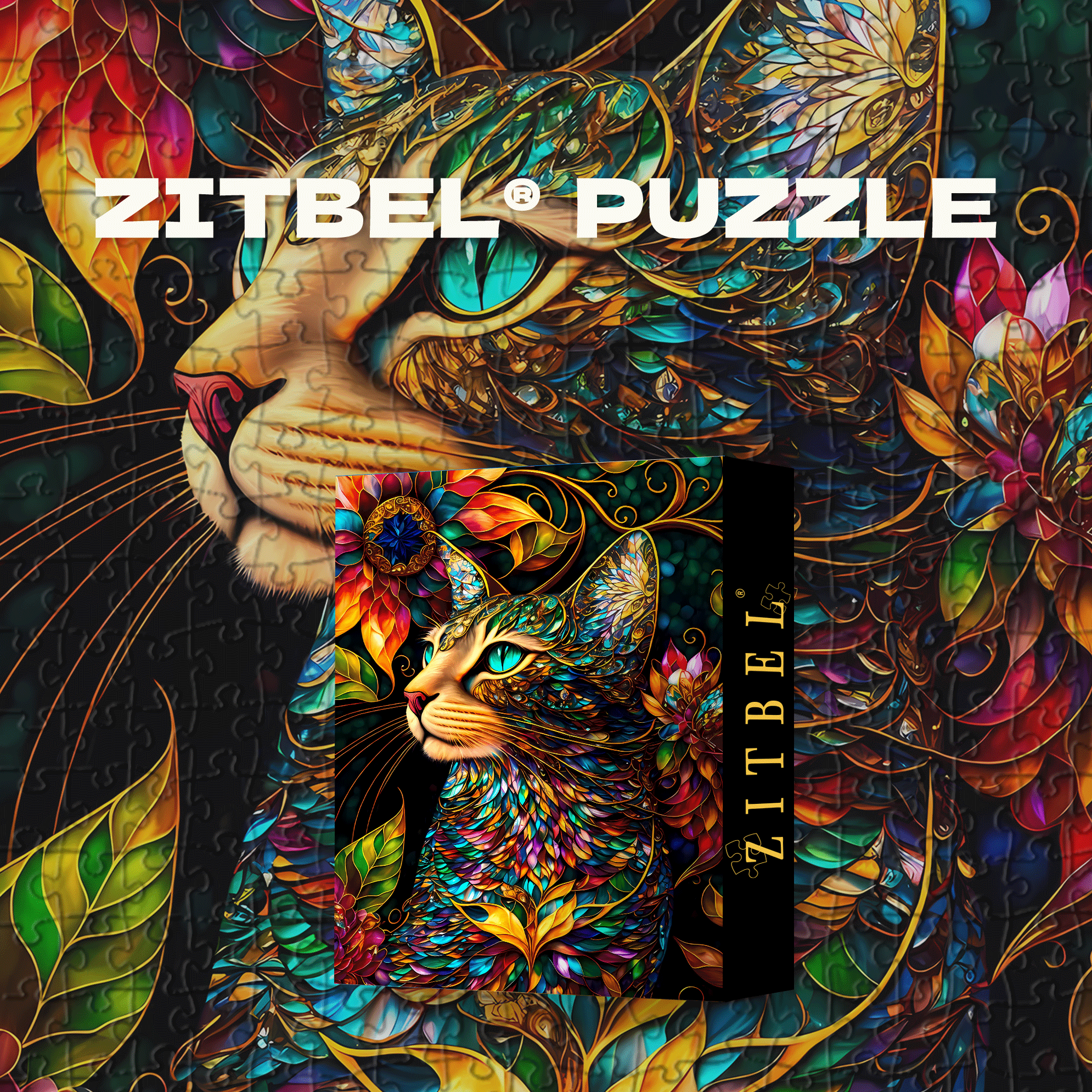 A Happy Cat 500pcs/1000pcs Jigsaw Puzzle, Scratch-Resistant, Interactive Family Game & Brain-Boosting DIY Decor, Perfect for Halloween, Christmas & New Year Gifts, Family Puzzle Game