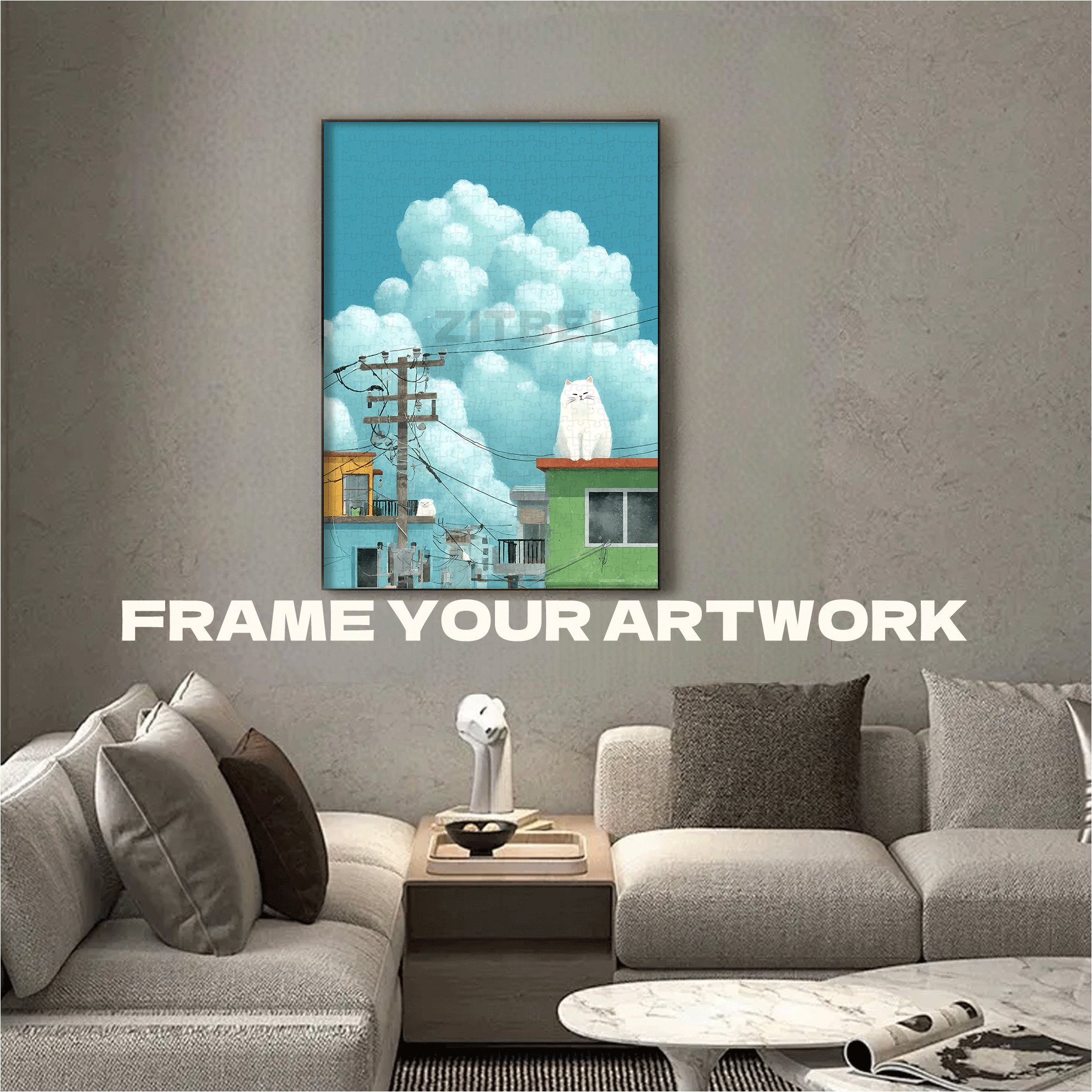 A Pause Among the Clouds 500pcs/1000pcs Jigsaw Puzzle, Scratch-Resistant, Interactive Family Game & Brain-Boosting DIY Decor, Perfect for Halloween, Christmas & New Year Gifts, Family Puzzle Game