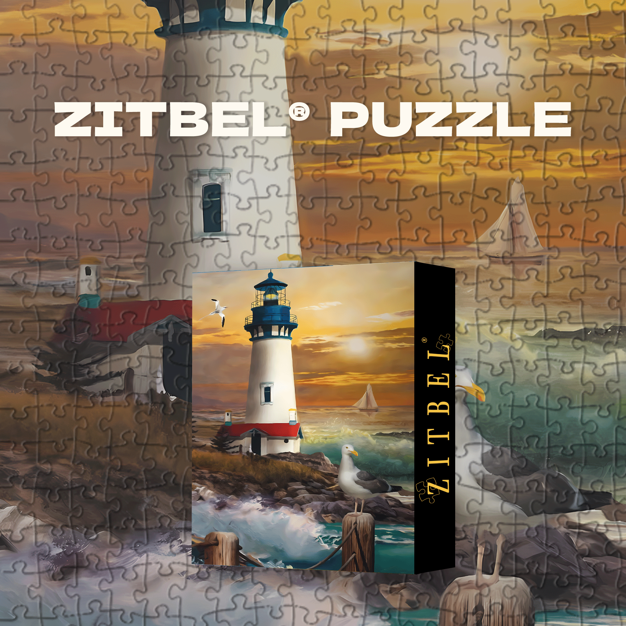 Briarwood Lane Sunset Lighthouse 500pcs/1000pcs Jigsaw Puzzle, Scratch-Resistant, Interactive Family Game & Brain-Boosting DIY Decor, Perfect for Halloween, Christmas & New Year Gifts, Family Puzzle Game