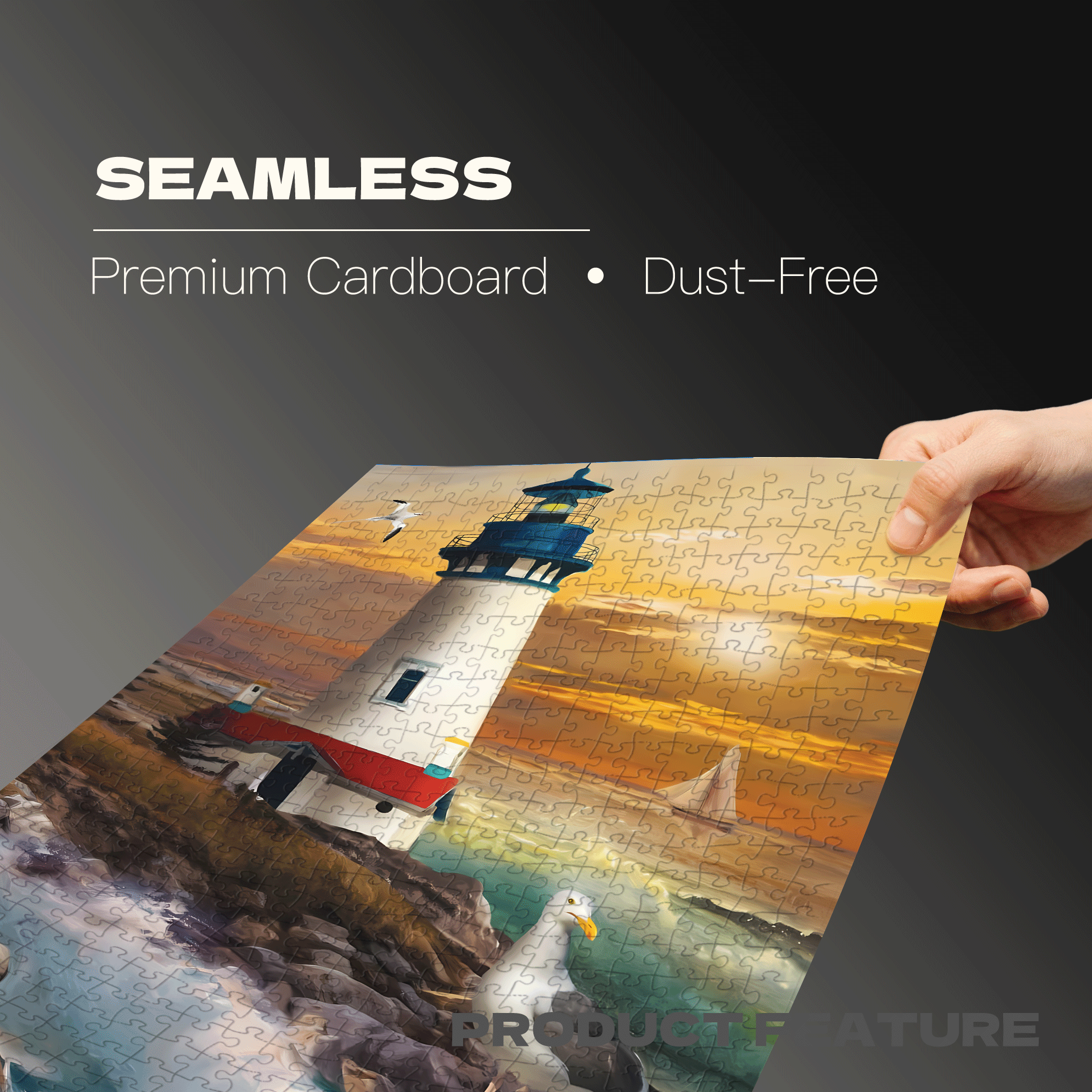 Briarwood Lane Sunset Lighthouse 500pcs/1000pcs Jigsaw Puzzle, Scratch-Resistant, Interactive Family Game & Brain-Boosting DIY Decor, Perfect for Halloween, Christmas & New Year Gifts, Family Puzzle Game