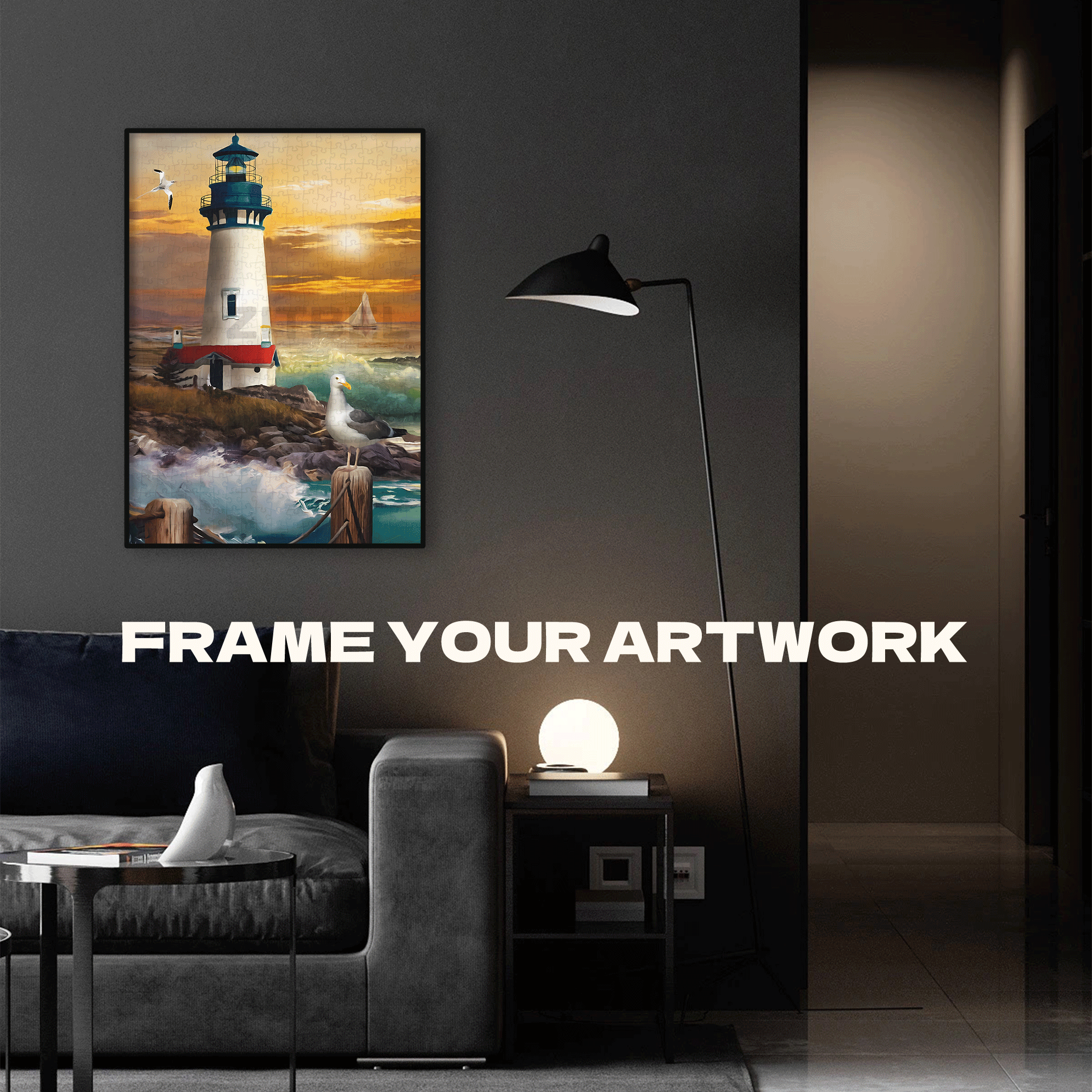 Briarwood Lane Sunset Lighthouse 500pcs/1000pcs Jigsaw Puzzle, Scratch-Resistant, Interactive Family Game & Brain-Boosting DIY Decor, Perfect for Halloween, Christmas & New Year Gifts, Family Puzzle Game