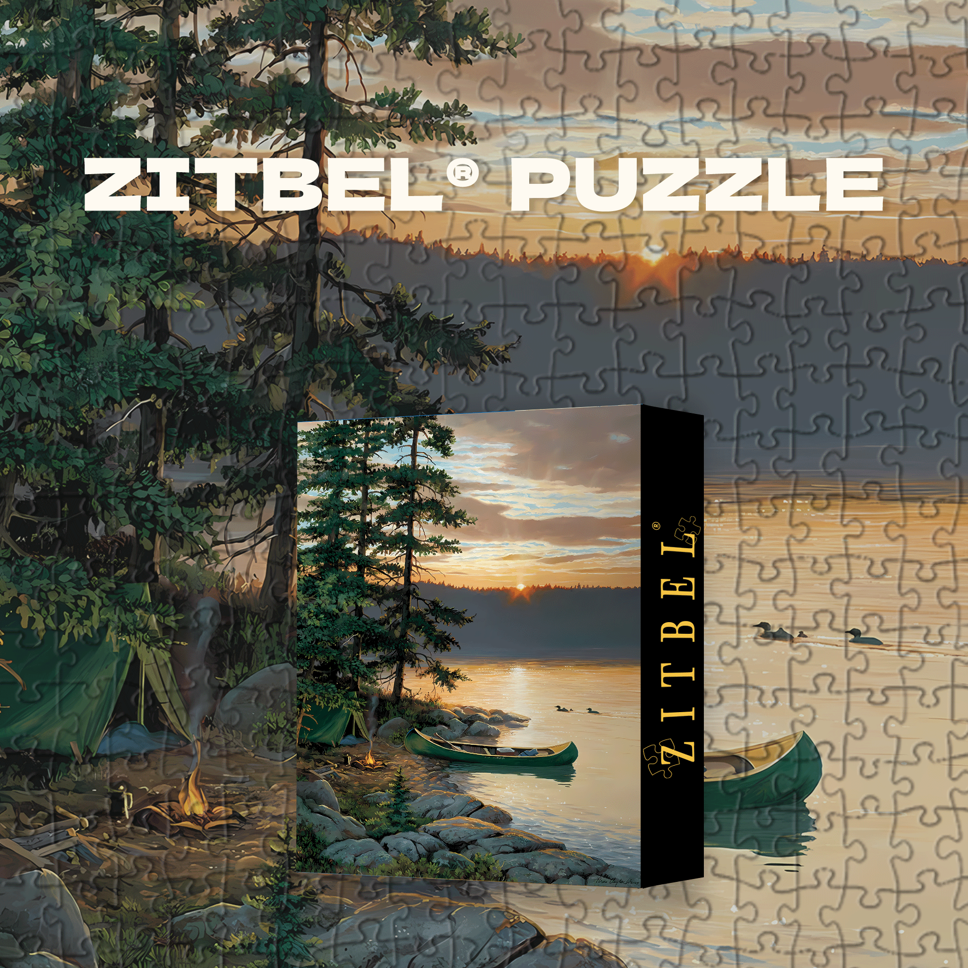 Canoe Lake 500pcs/1000pcs Jigsaw Puzzle, Scratch-Resistant, Interactive Family Game & Brain-Boosting DIY Decor, Perfect for Halloween, Christmas & New Year Gifts, Family Puzzle Game