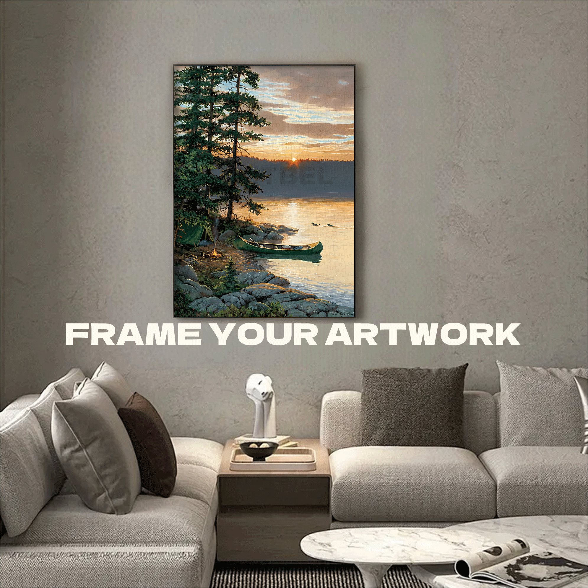 Canoe Lake 500pcs/1000pcs Jigsaw Puzzle, Scratch-Resistant, Interactive Family Game & Brain-Boosting DIY Decor, Perfect for Halloween, Christmas & New Year Gifts, Family Puzzle Game