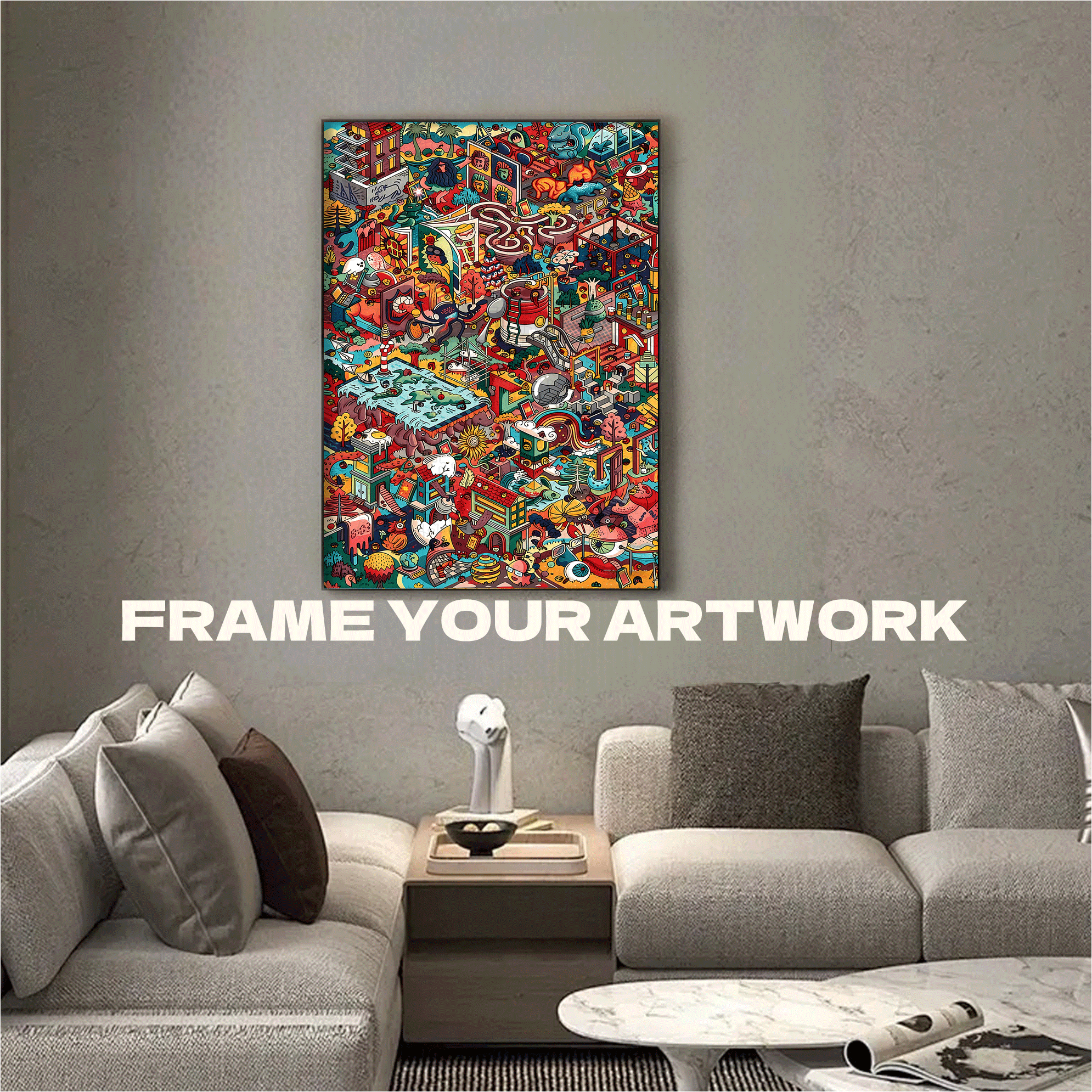 Chaotic City 500pcs/1000pcs Jigsaw Puzzle, Scratch-Resistant, Interactive Family Game & Brain-Boosting DIY Decor, Perfect for Halloween, Christmas & New Year Gifts, Family Puzzle Game