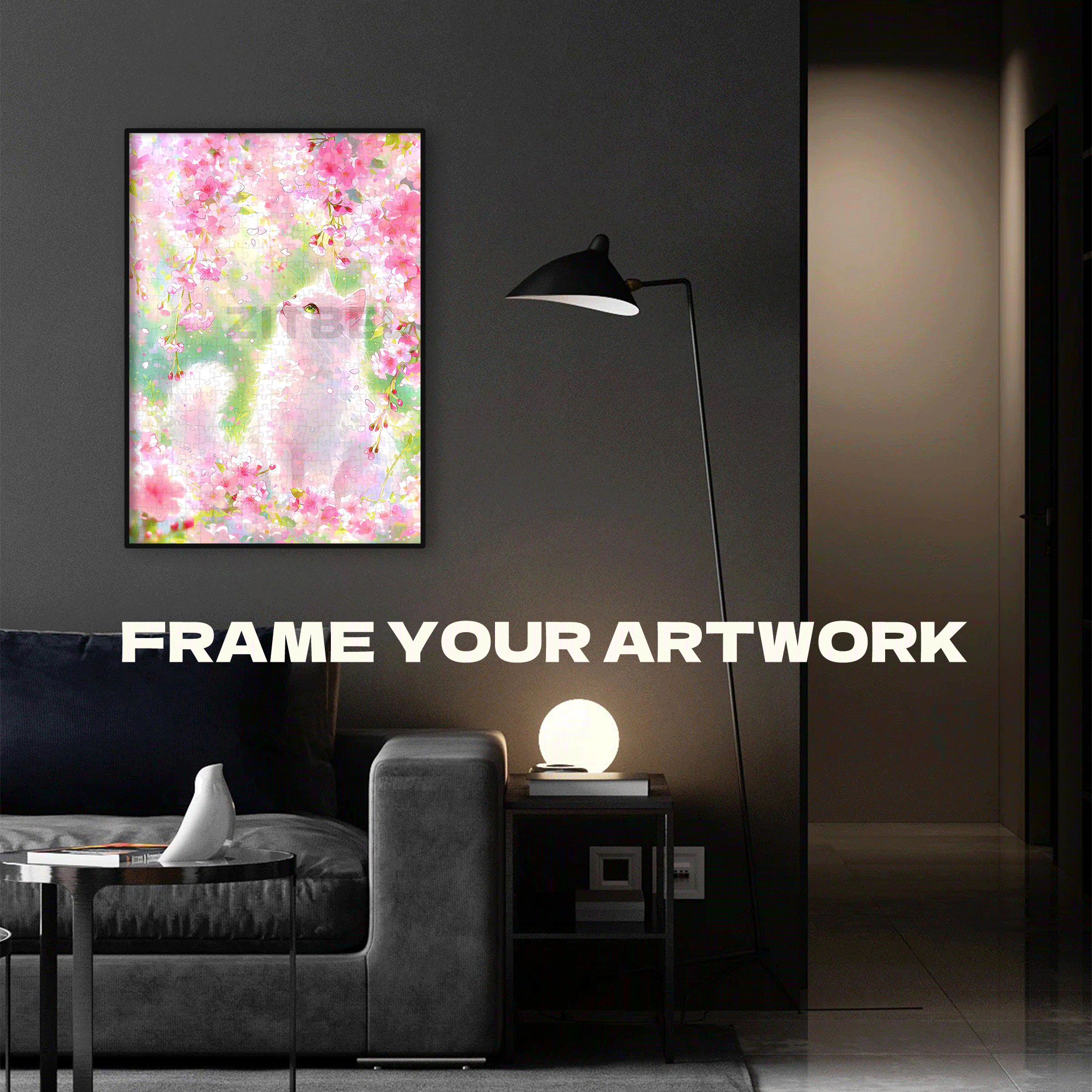 Cherry Blossom Reverie 500pcs/1000pcs Jigsaw Puzzle, Scratch-Resistant, Interactive Family Game & Brain-Boosting DIY Decor, Perfect for Halloween, Christmas & New Year Gifts, Family Puzzle Game