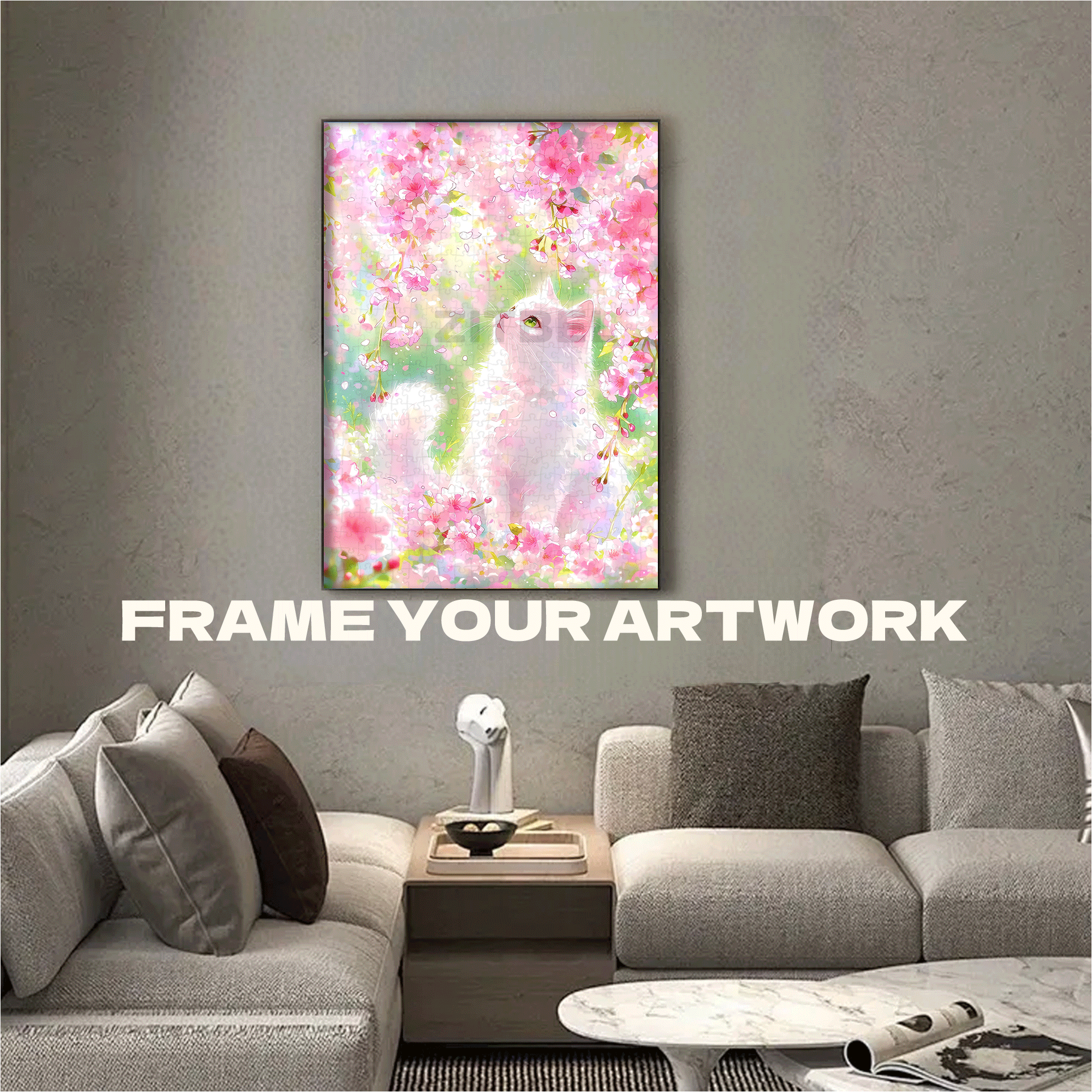 Cherry Blossom Reverie 500pcs/1000pcs Jigsaw Puzzle, Scratch-Resistant, Interactive Family Game & Brain-Boosting DIY Decor, Perfect for Halloween, Christmas & New Year Gifts, Family Puzzle Game