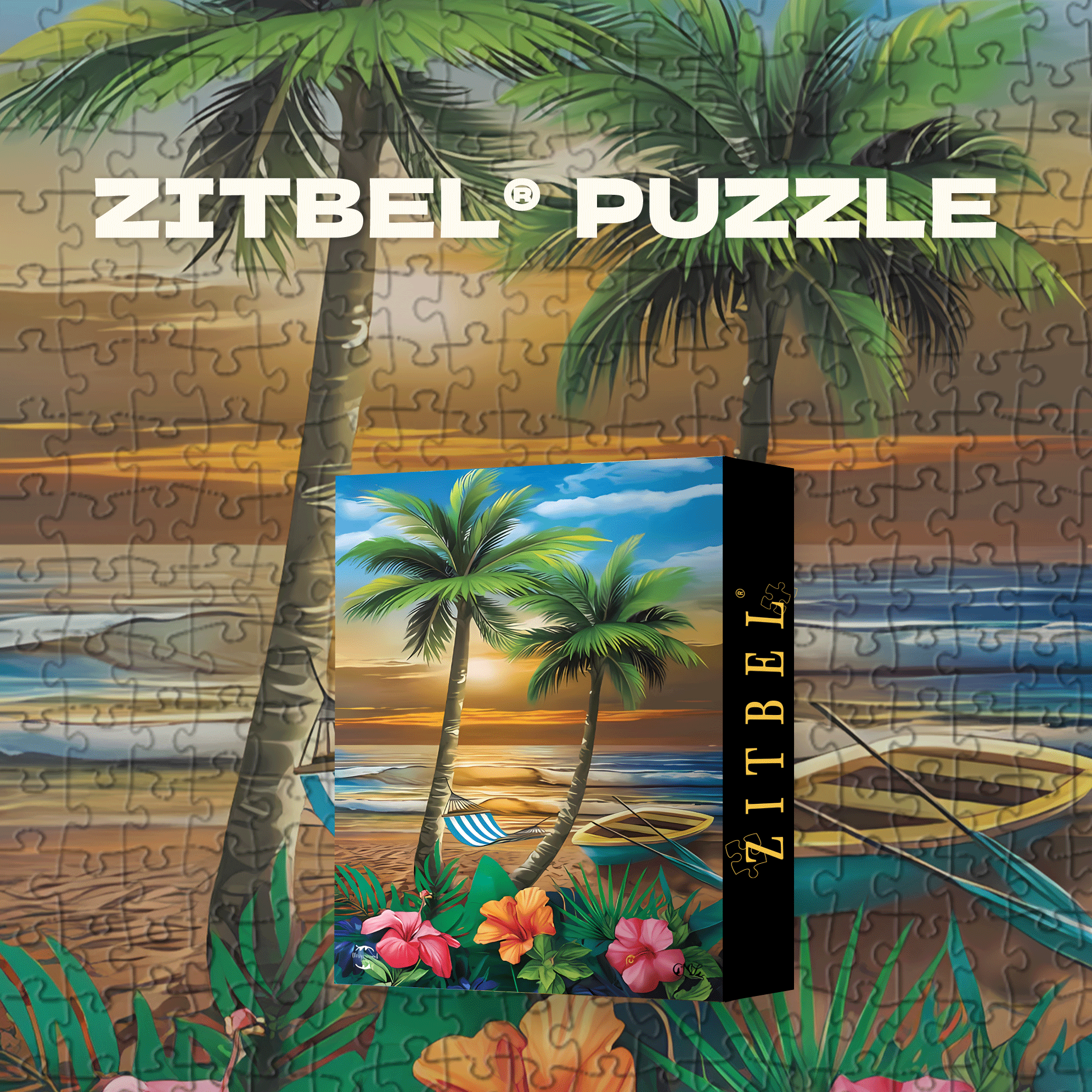 Coastal Dusk Under Coconut Palms 500pcs/1000pcs Jigsaw Puzzle, Scratch-Resistant, Interactive Family Game & Brain-Boosting DIY Decor, Perfect for Halloween, Christmas & New Year Gifts, Family Puzzle Game