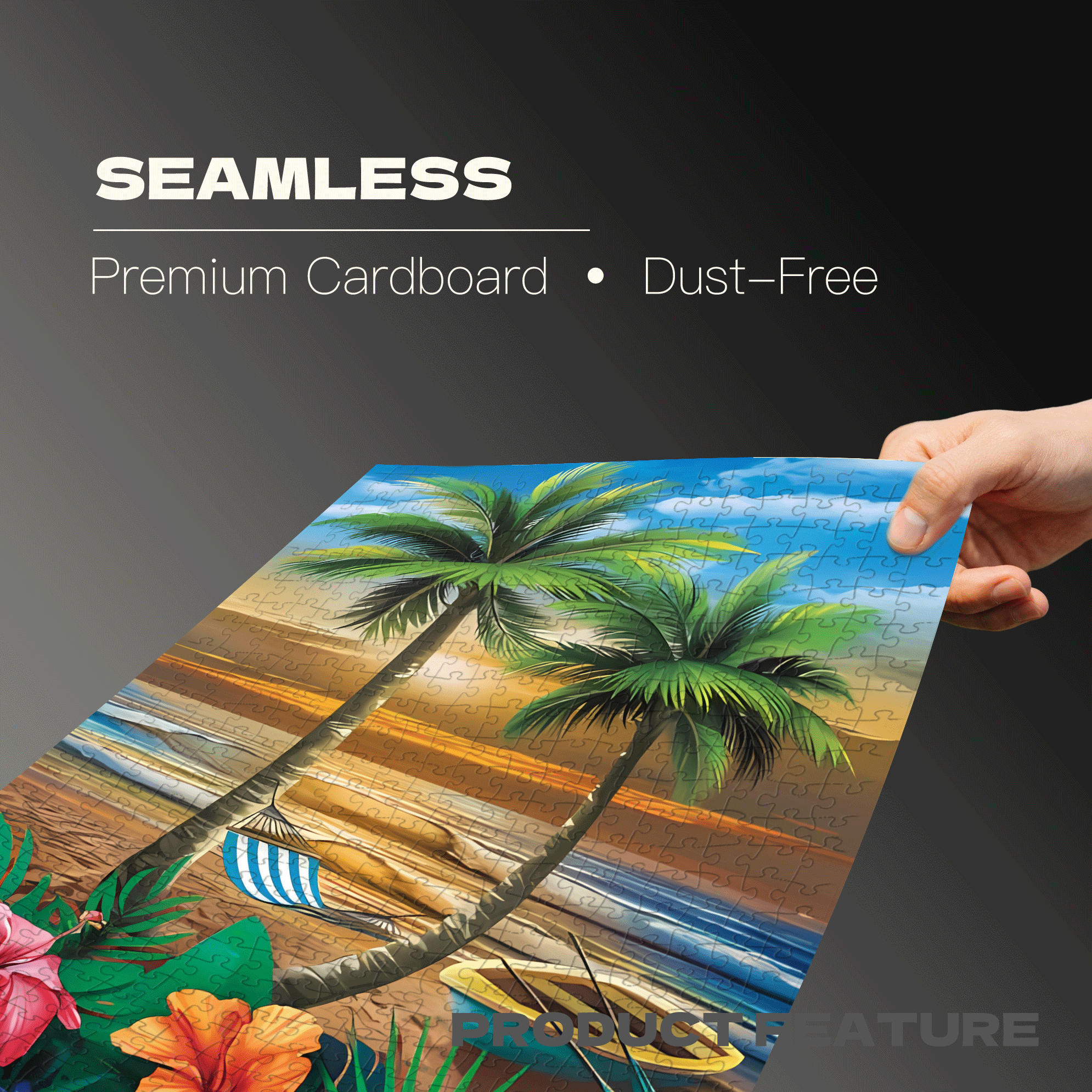 Coastal Dusk Under Coconut Palms 500pcs/1000pcs Jigsaw Puzzle, Scratch-Resistant, Interactive Family Game & Brain-Boosting DIY Decor, Perfect for Halloween, Christmas & New Year Gifts, Family Puzzle Game