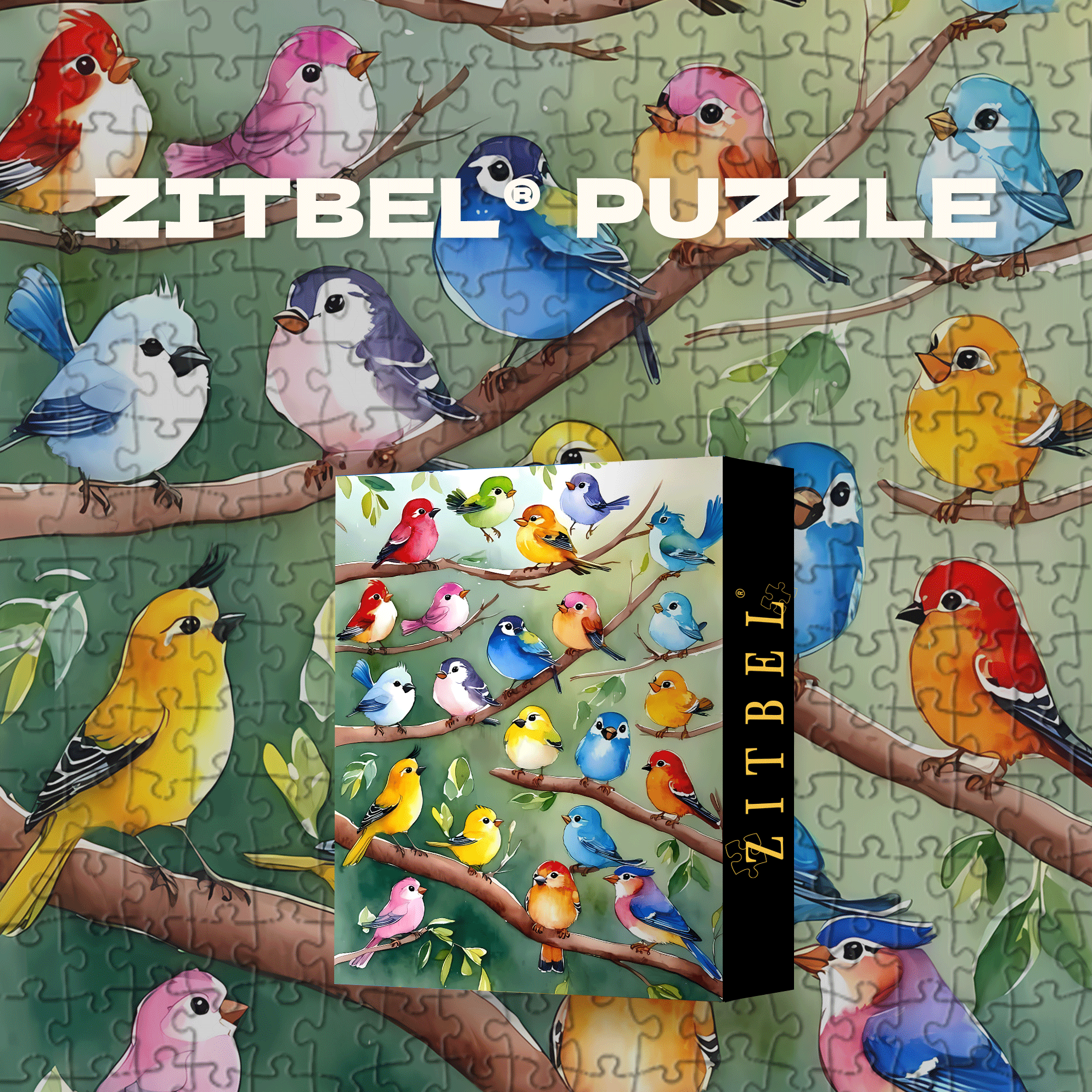 Colorful Birds On The Branch 500pcs/1000pcs Jigsaw Puzzle, Scratch-Resistant, Interactive Family Game & Brain-Boosting DIY Decor, Perfect for Halloween, Christmas & New Year Gifts, Family Puzzle Game