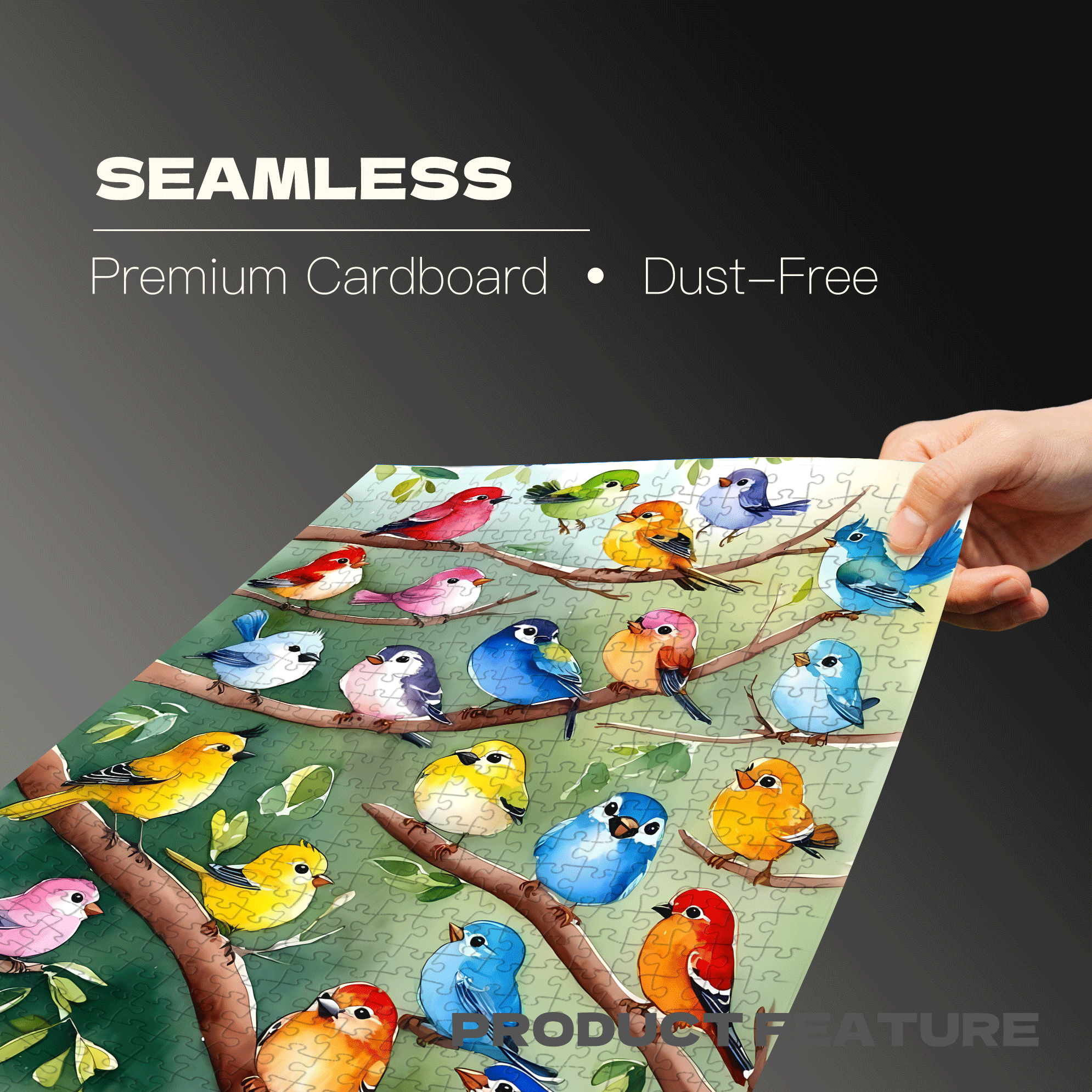 Colorful Birds On The Branch 500pcs/1000pcs Jigsaw Puzzle, Scratch-Resistant, Interactive Family Game & Brain-Boosting DIY Decor, Perfect for Halloween, Christmas & New Year Gifts, Family Puzzle Game