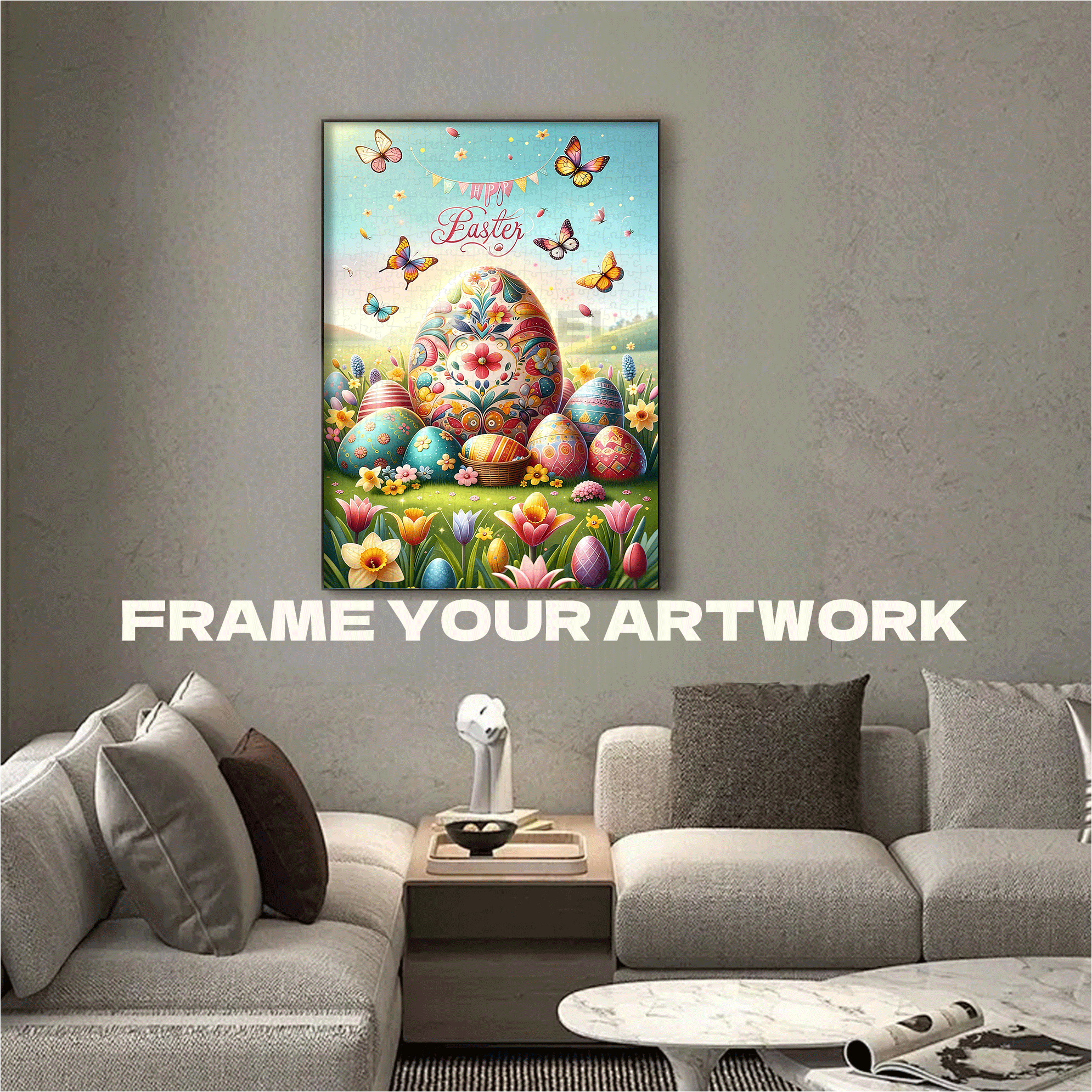 Colorful Easter 500pcs/1000pcs Jigsaw Puzzle, Scratch-Resistant, Interactive Family Game & Brain-Boosting DIY Decor, Perfect for Halloween, Christmas & New Year Gifts, Family Puzzle Game